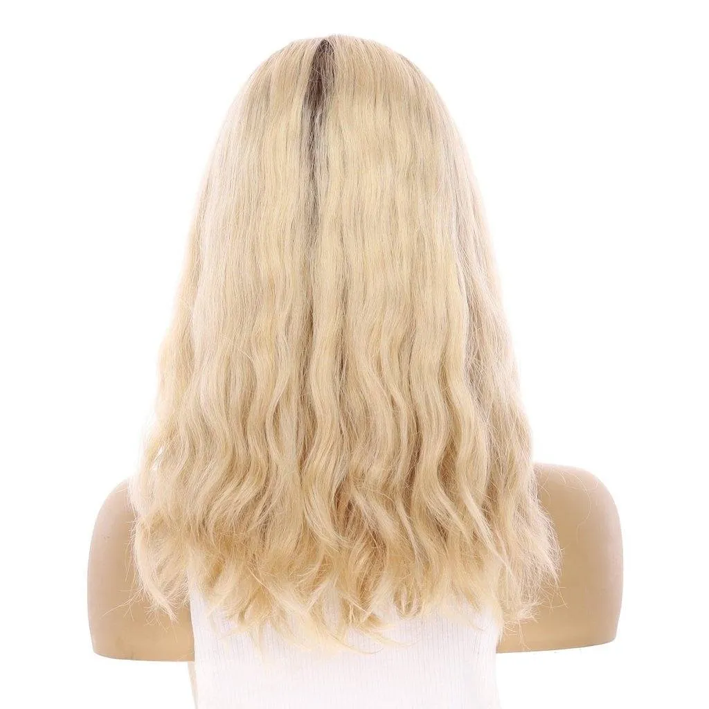 19" Nicole Silk Top Wig Platinum Blonde Wavy