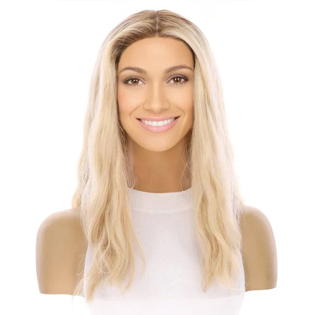 19" Nicole Silk Top Wig Platinum Blonde Wavy