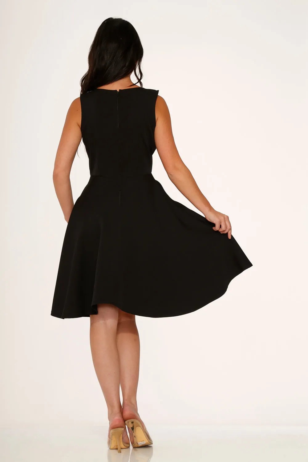 Black Bat Embroidered Swing Dress