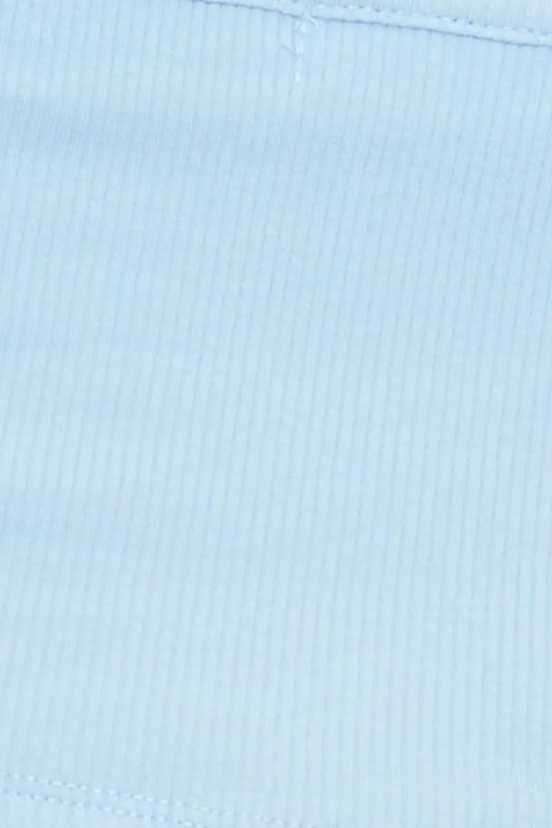 Blue Ribbed Halter Neck Top