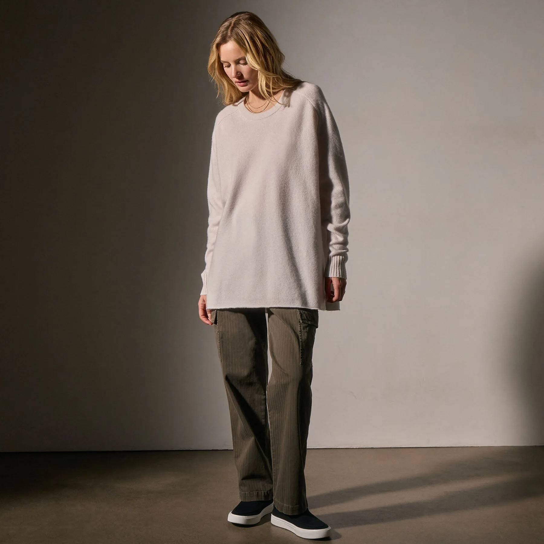 Cashmere Side Split Tunic - Pearl