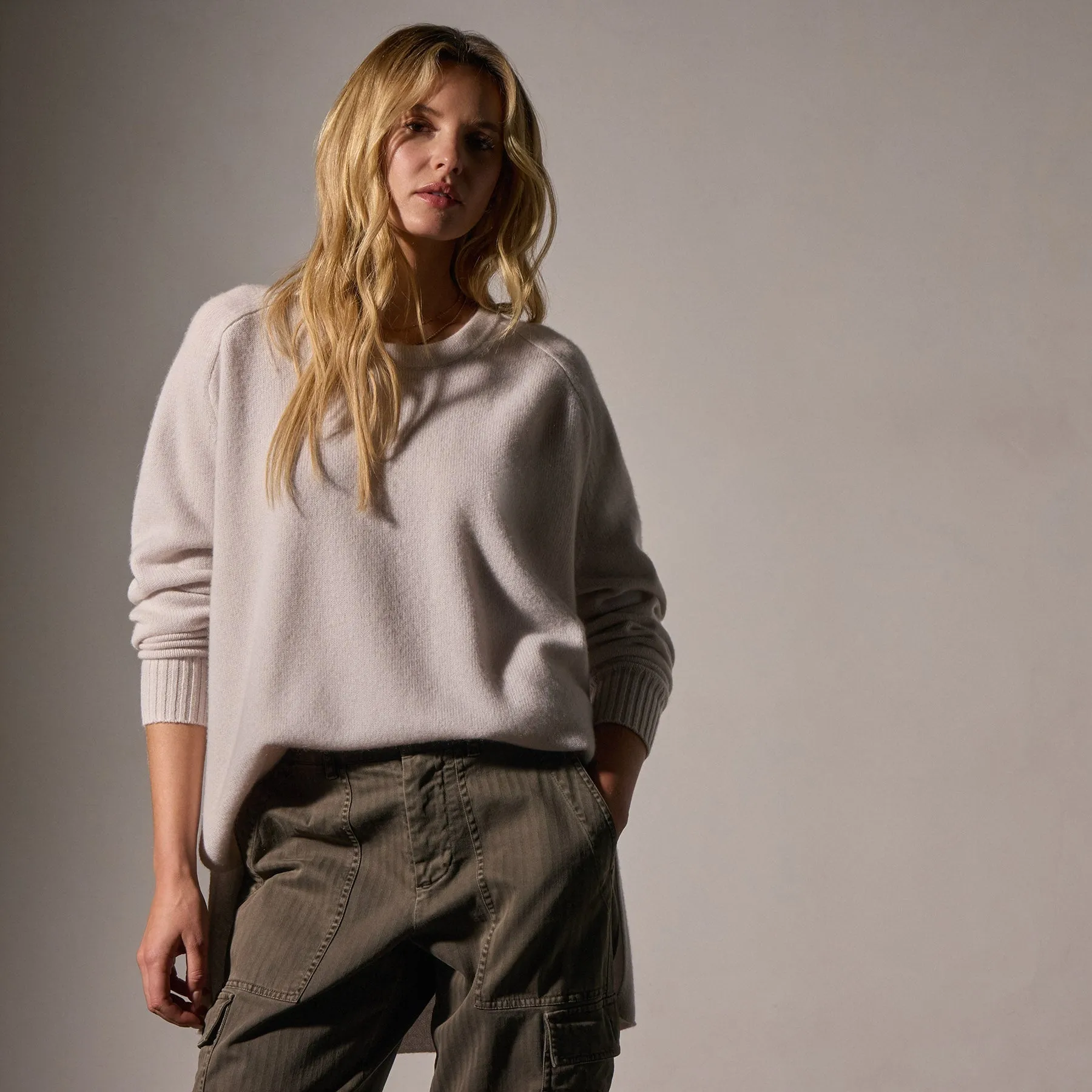 Cashmere Side Split Tunic - Pearl