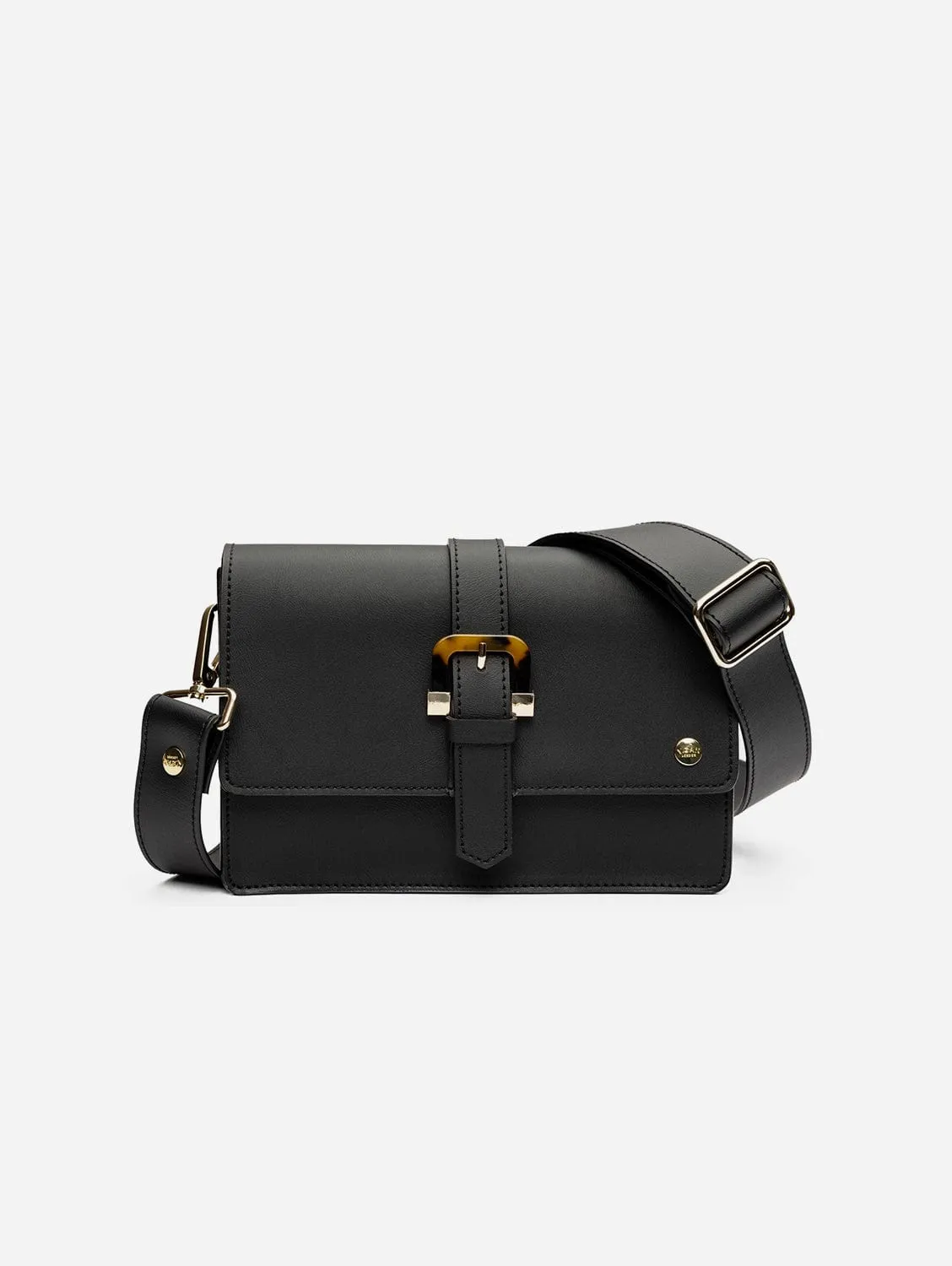 Coco Vegan Leather Tortoiseshell Crossbody Bag | Black