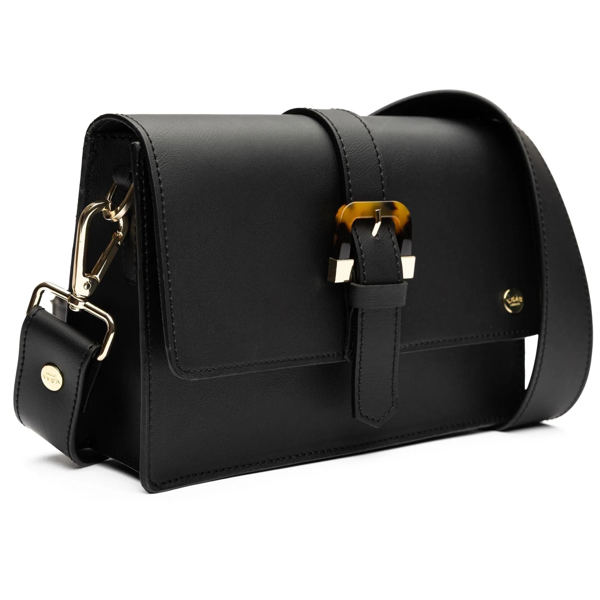 Coco Vegan Leather Tortoiseshell Crossbody Bag | Black