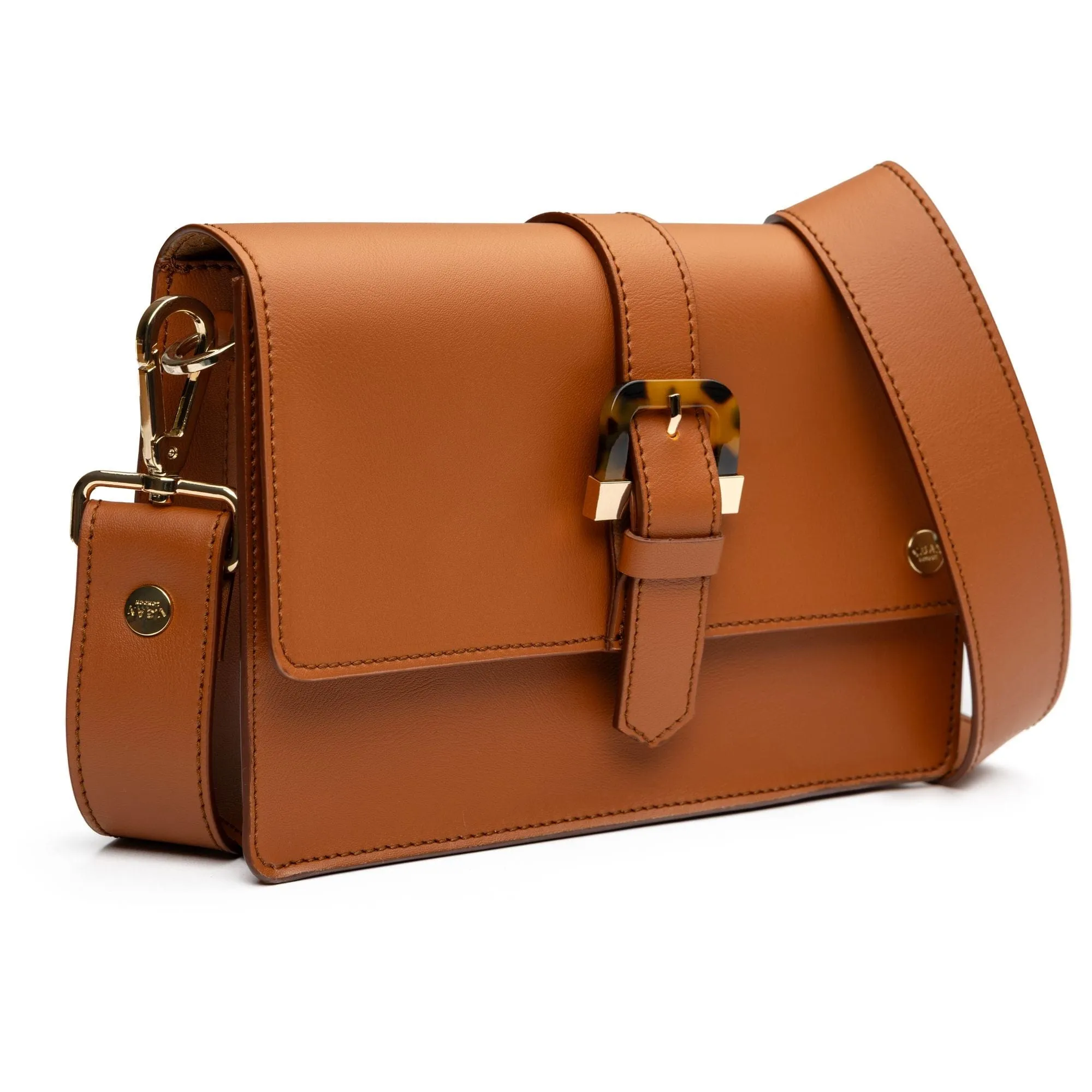 Coco Vegan Leather Tortoiseshell Crossbody Bag | Tan