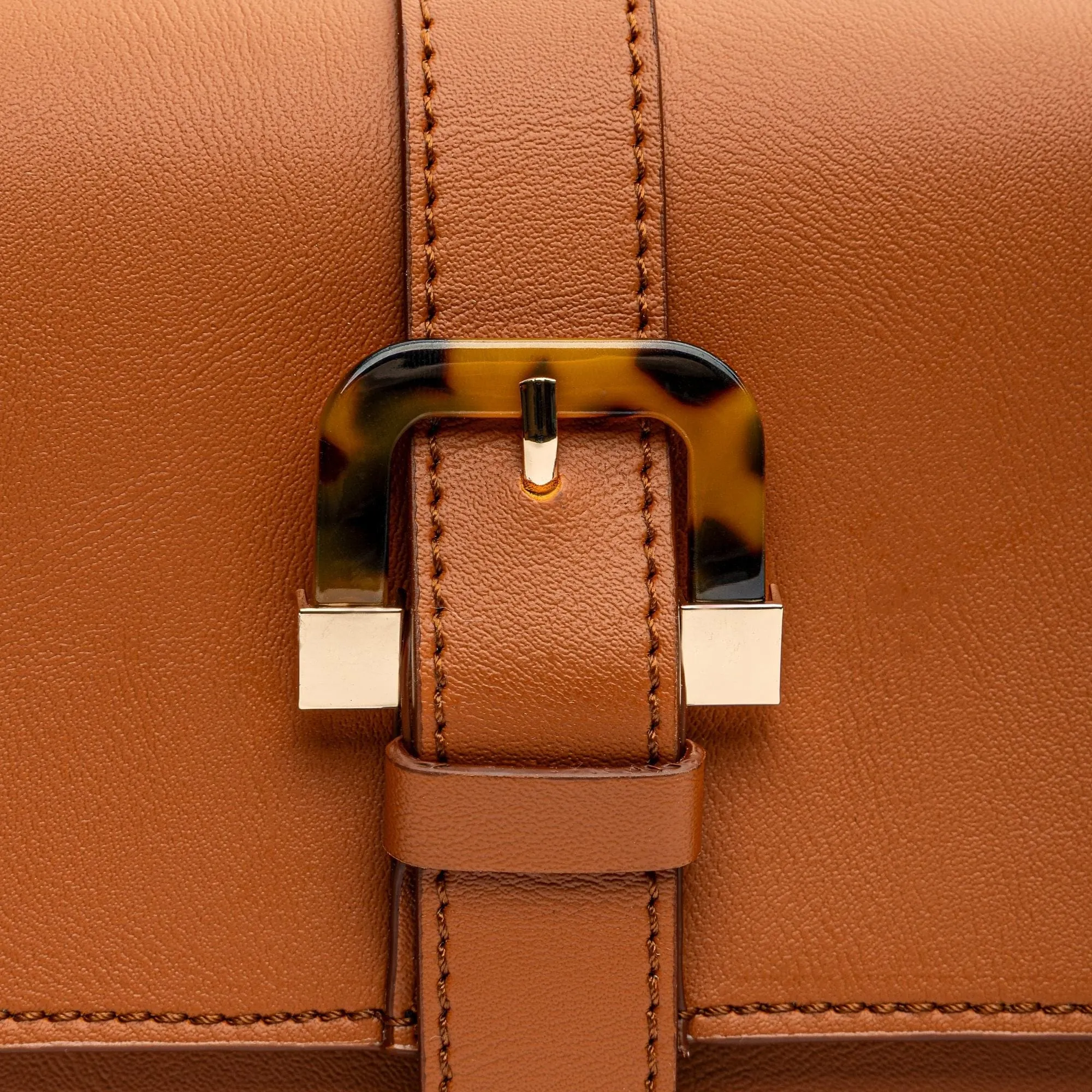 Coco Vegan Leather Tortoiseshell Crossbody Bag | Tan