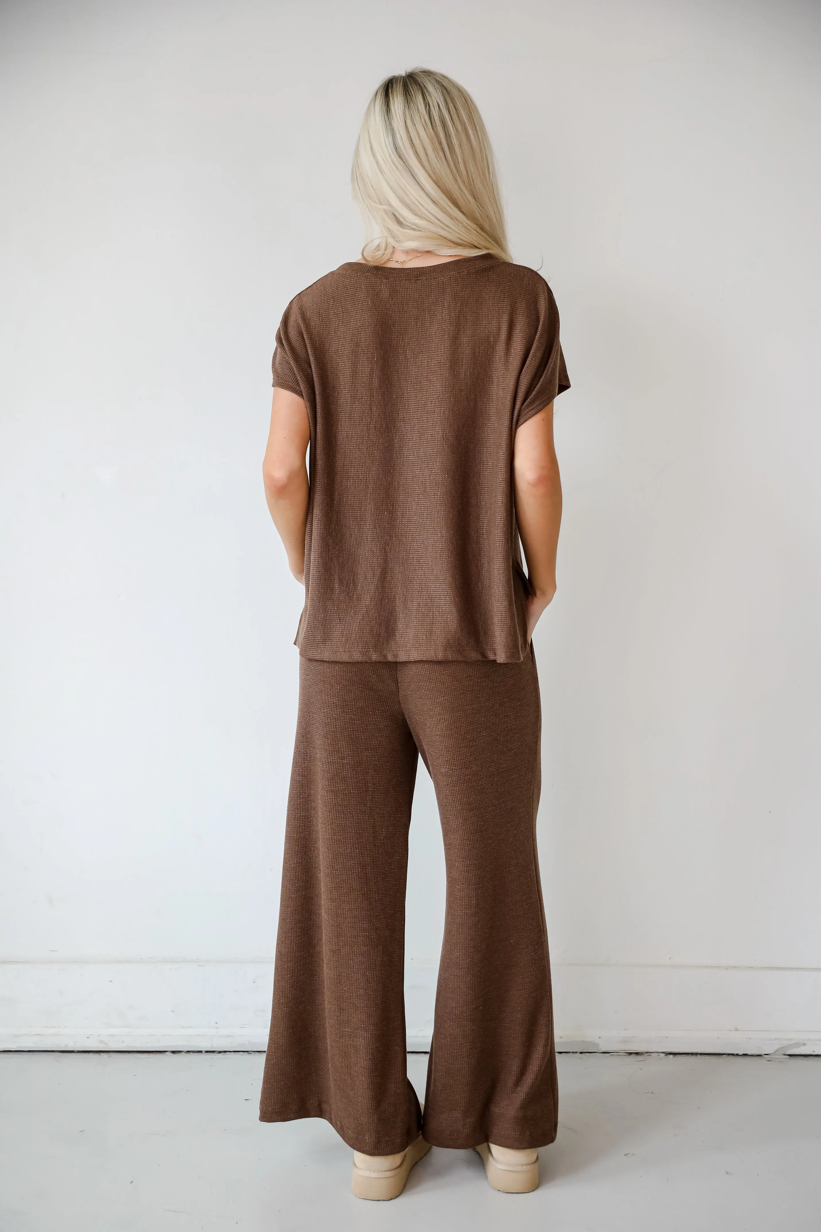 Cuddly Attitude Brown Waffle Knit Pants