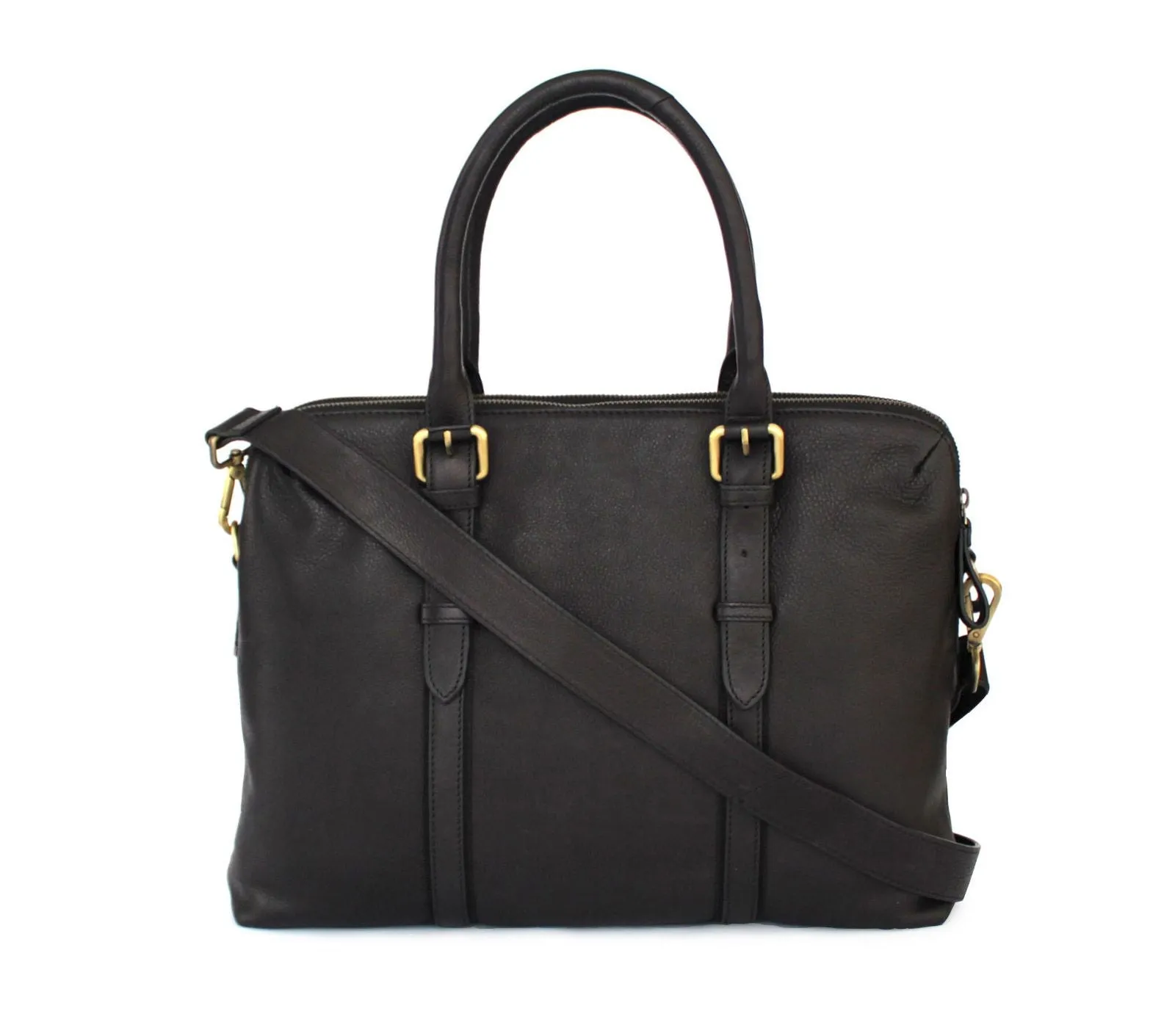 Dual Zip Laptop Bag Leather