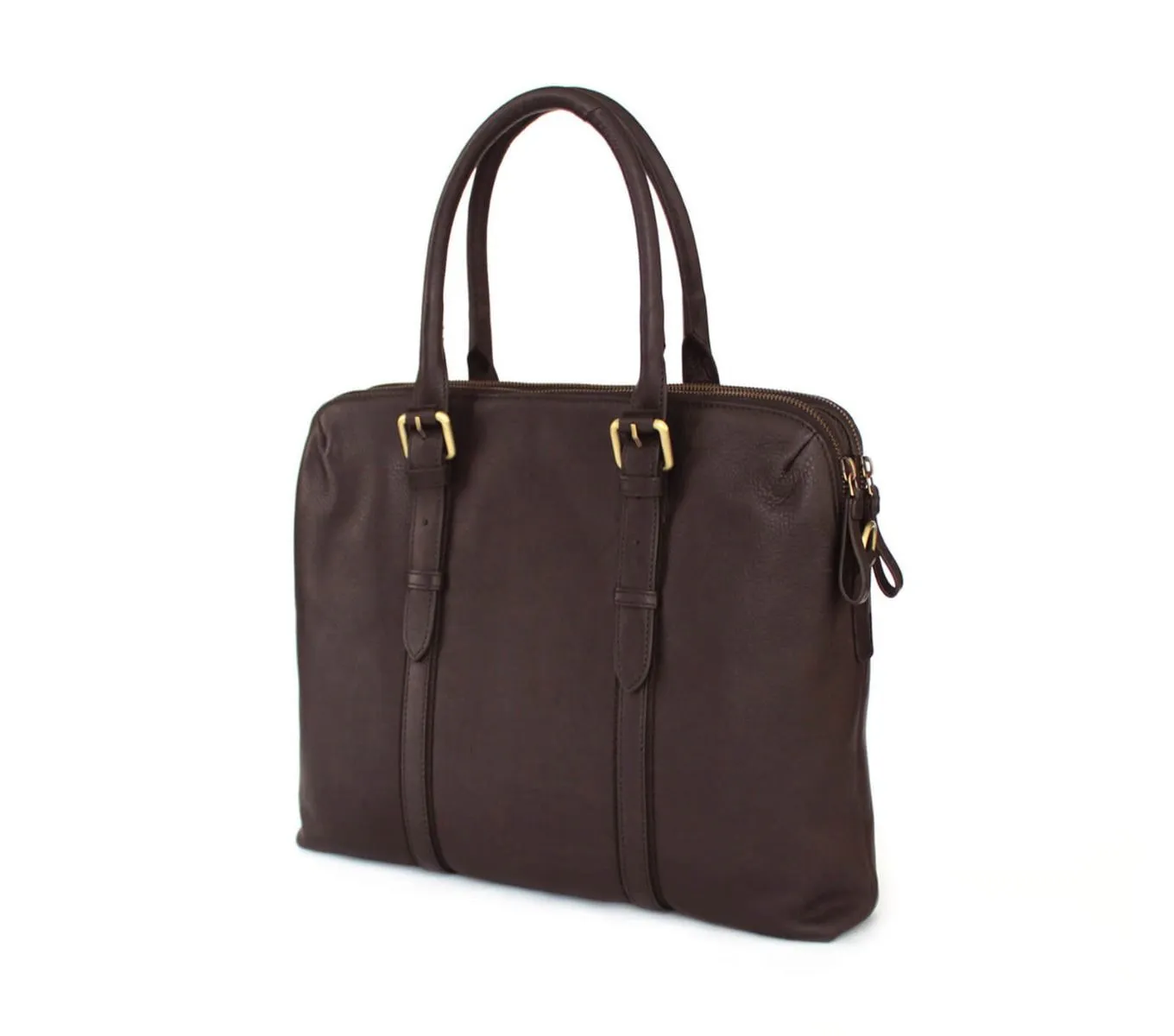 Dual Zip Laptop Bag Leather