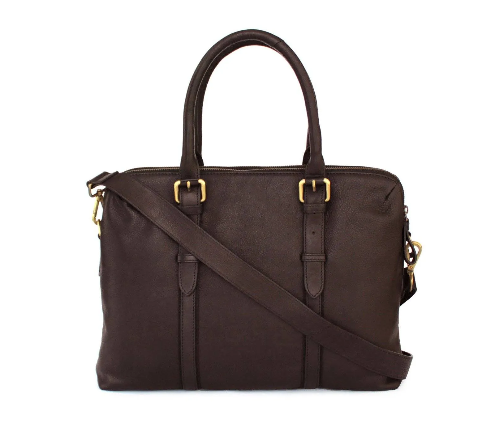Dual Zip Laptop Bag Leather