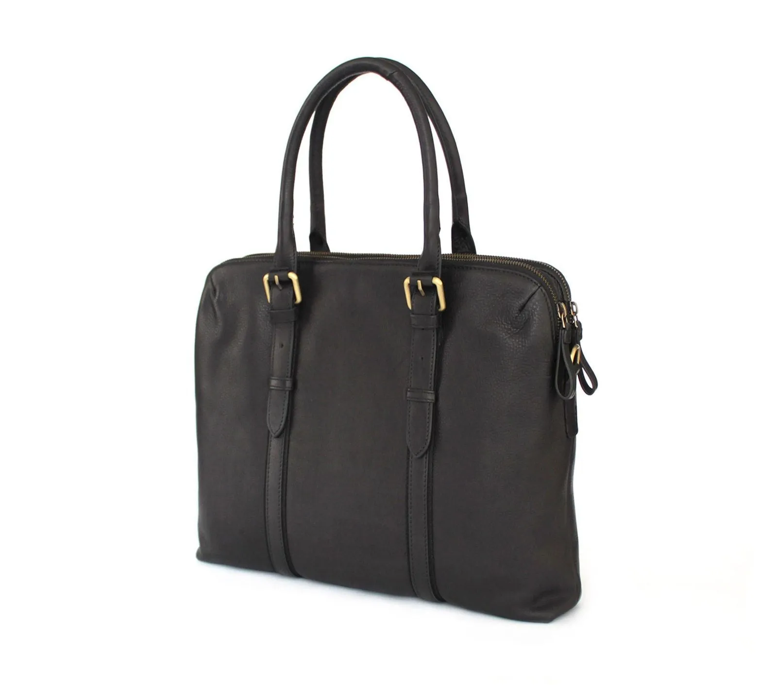 Dual Zip Laptop Bag Leather