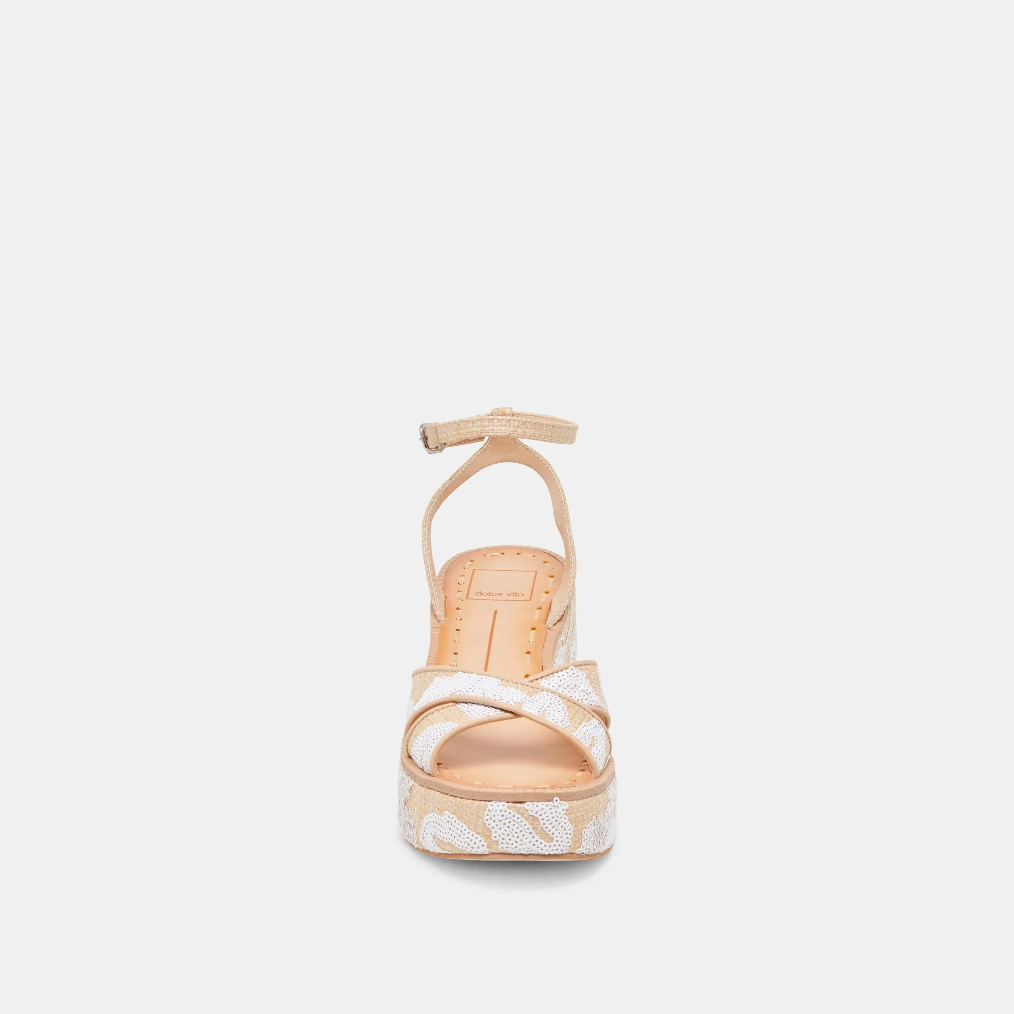 ENIKO HEELS NATURAL MULTI FLORAL SEQUIN