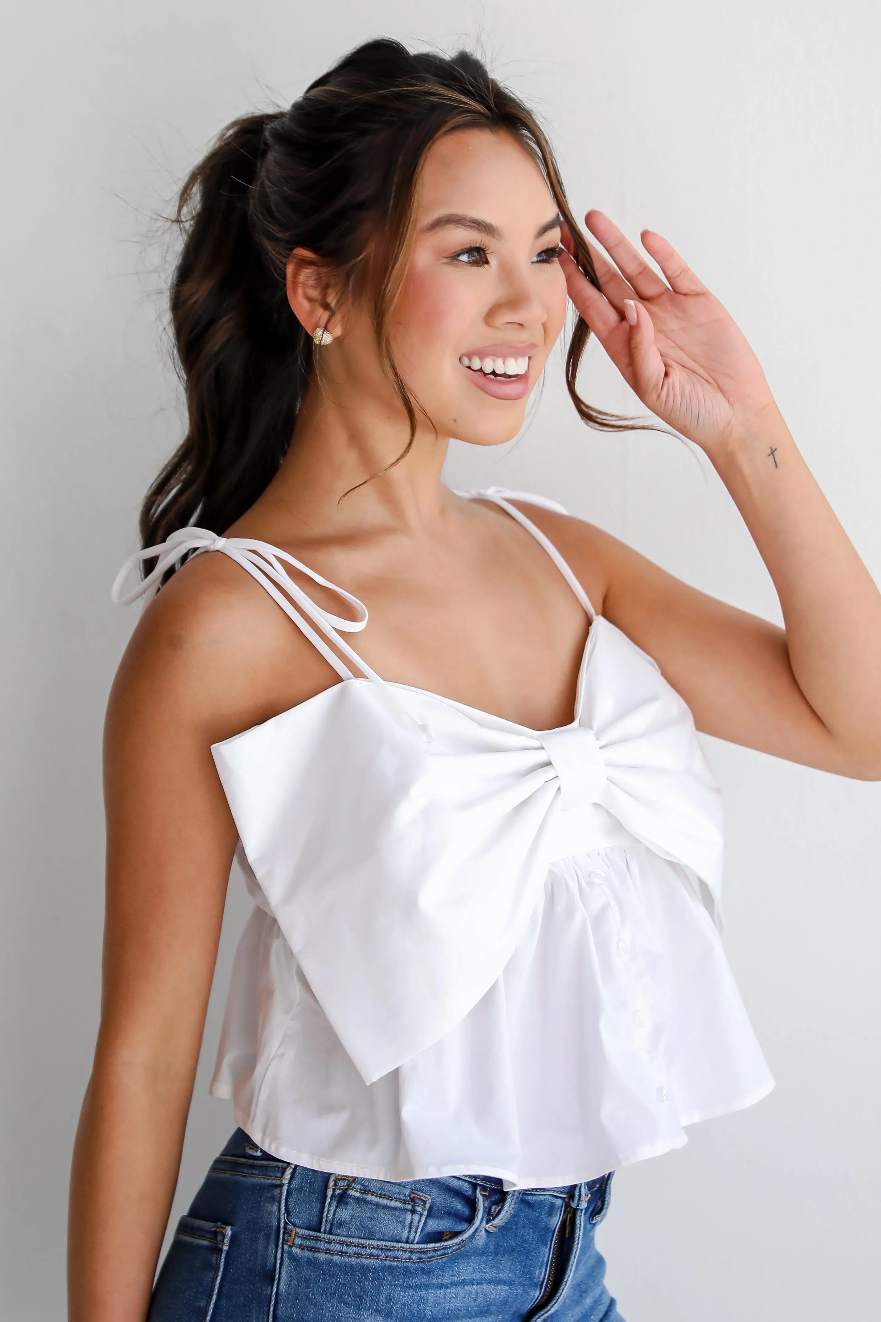FINAL SALE - Ideal Cuteness White Bow Tank