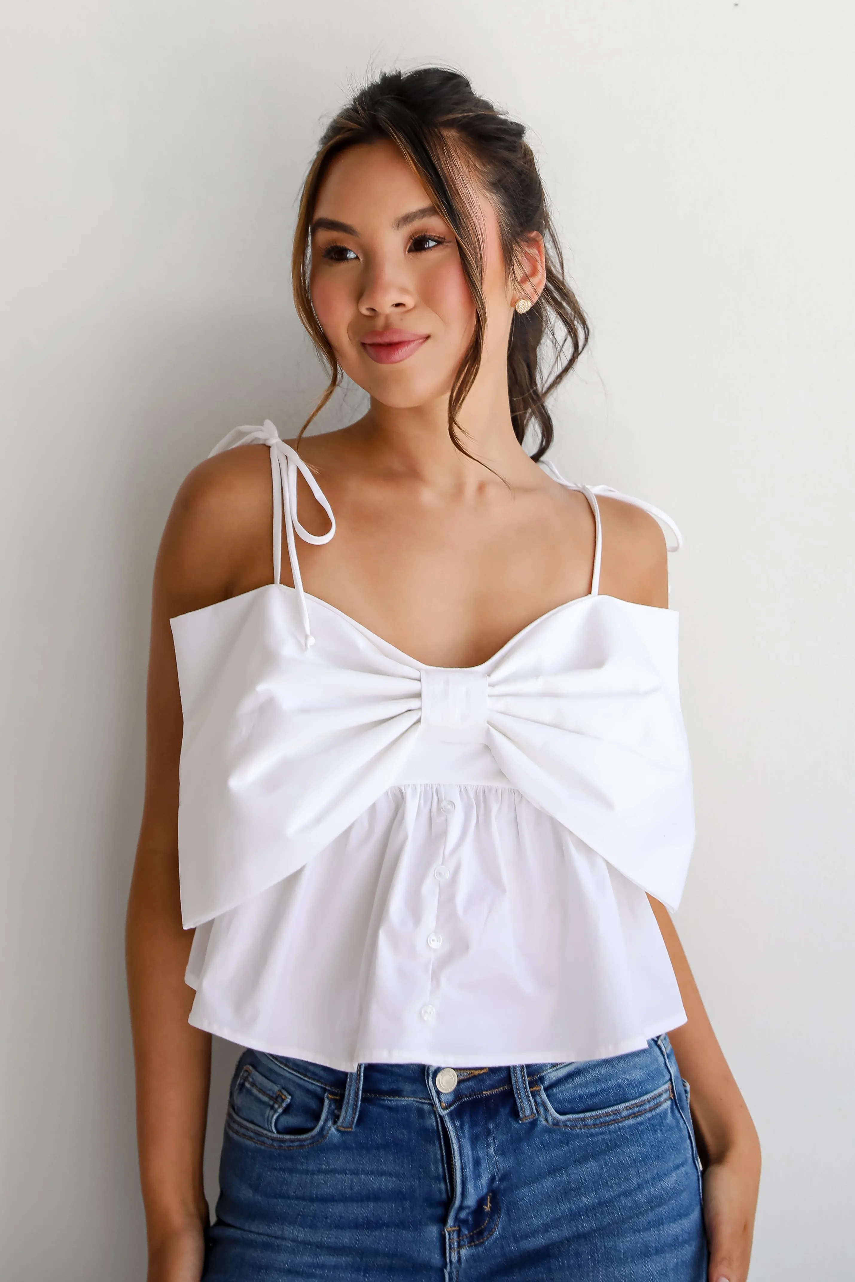 FINAL SALE - Ideal Cuteness White Bow Tank