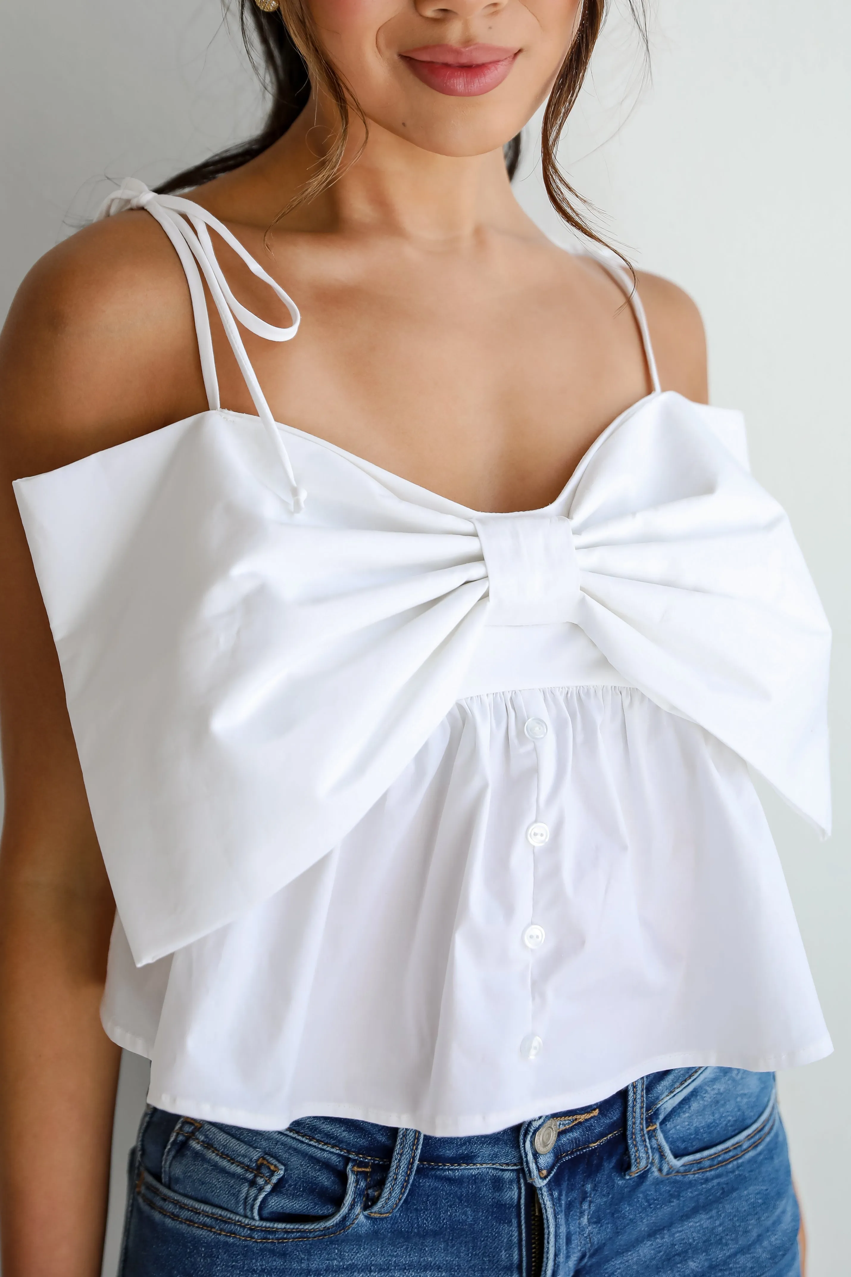 FINAL SALE - Ideal Cuteness White Bow Tank