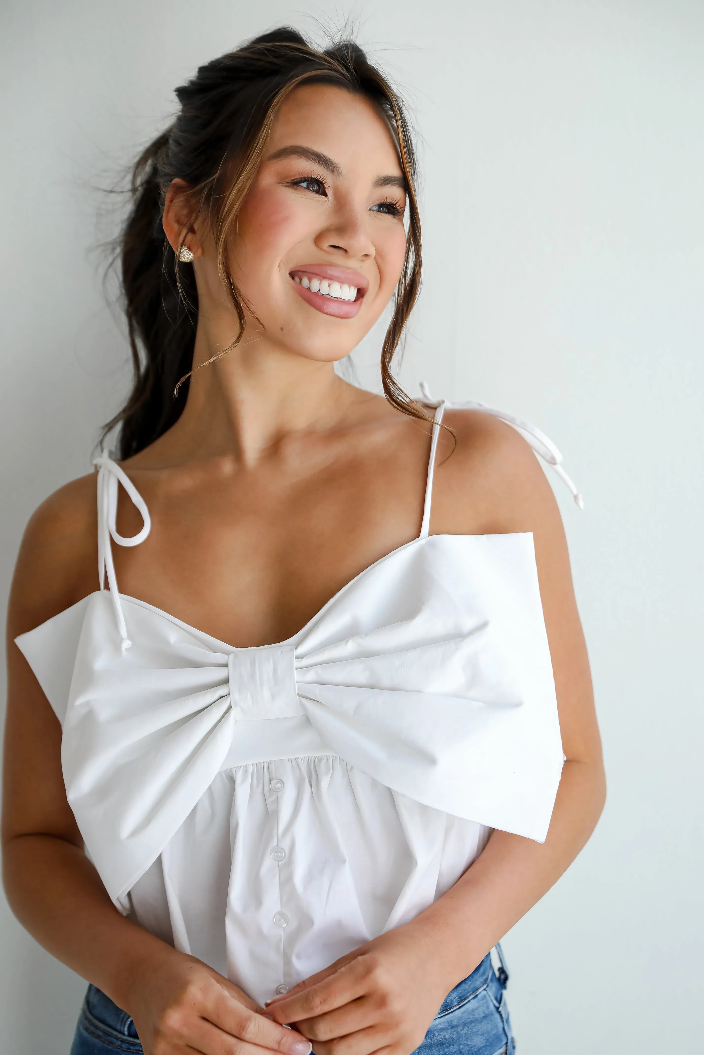 FINAL SALE - Ideal Cuteness White Bow Tank