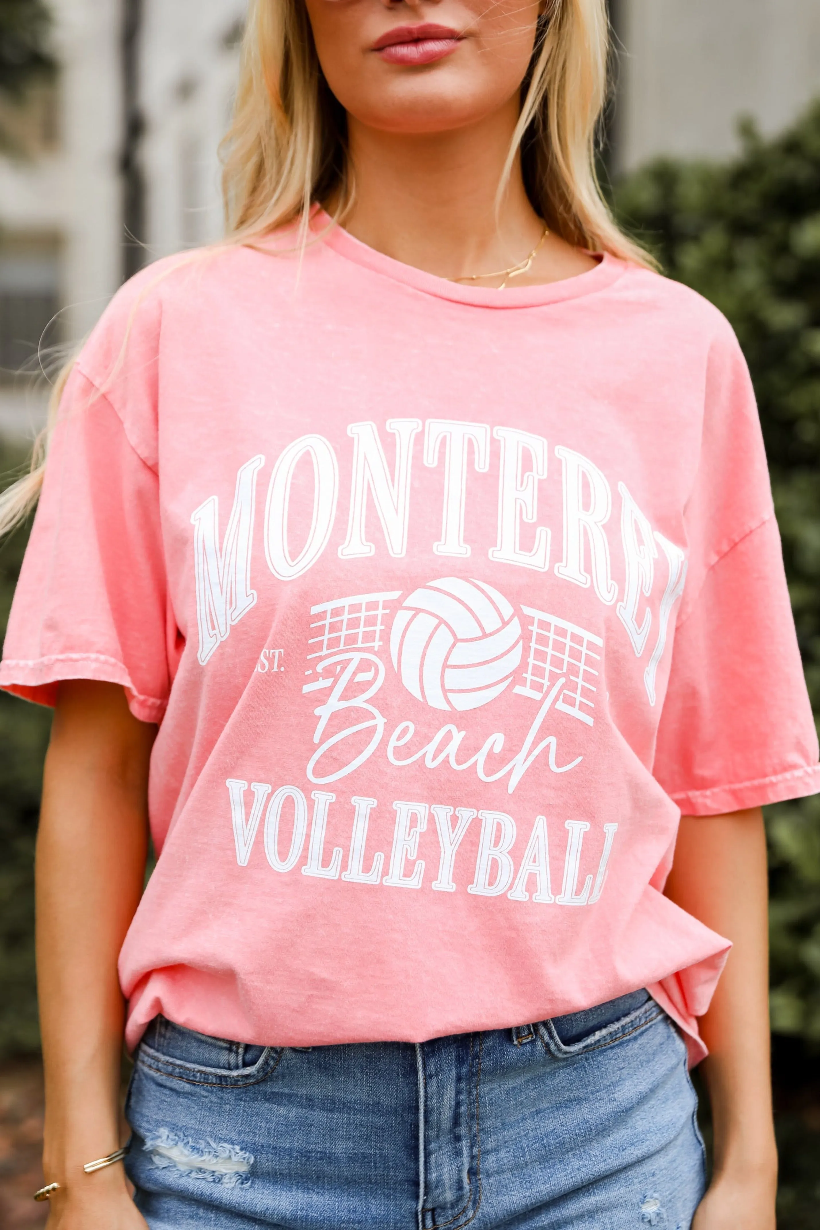 FINAL SALE - Monterey Beach Volleyball Coral Graphic Tee