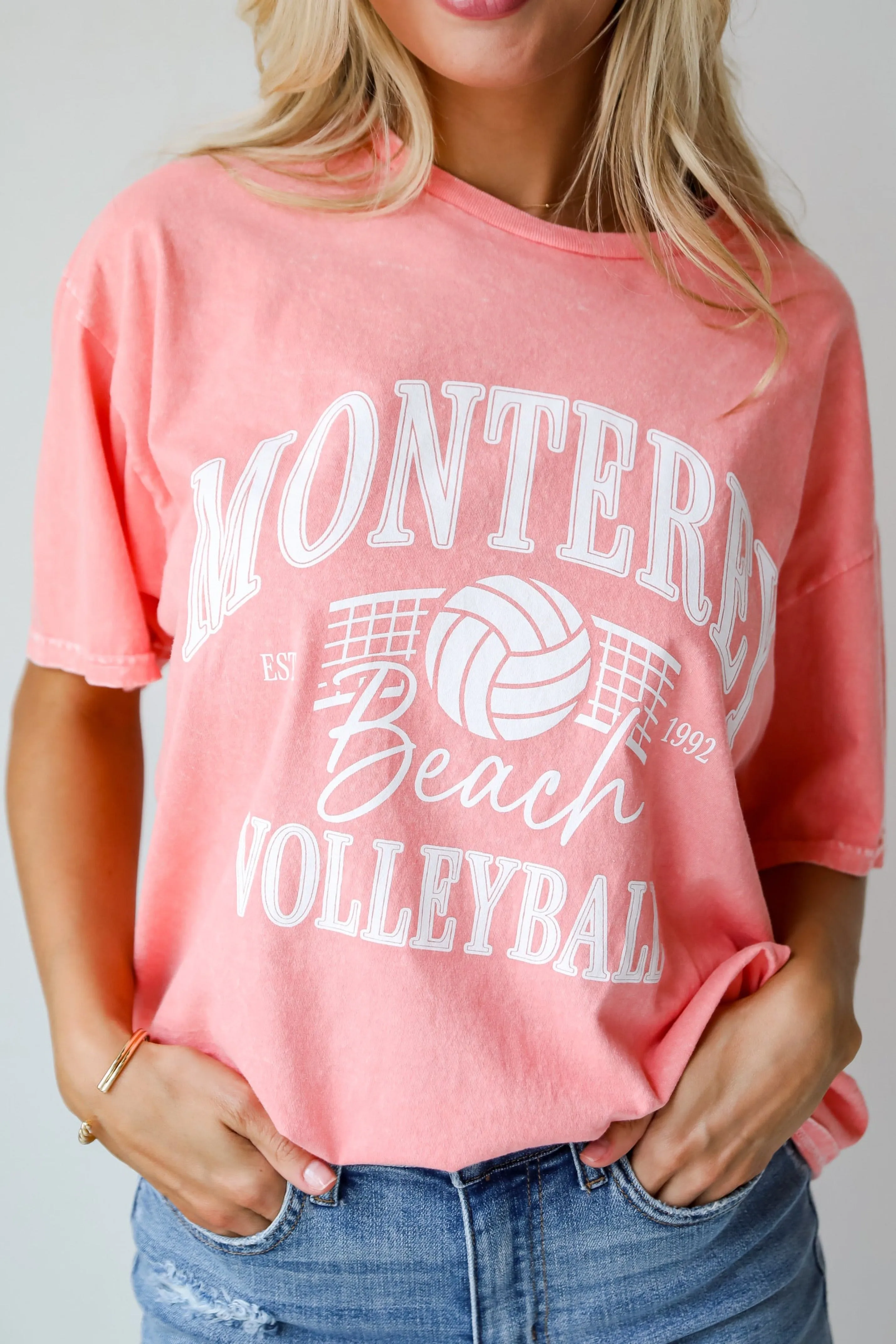 FINAL SALE - Monterey Beach Volleyball Coral Graphic Tee