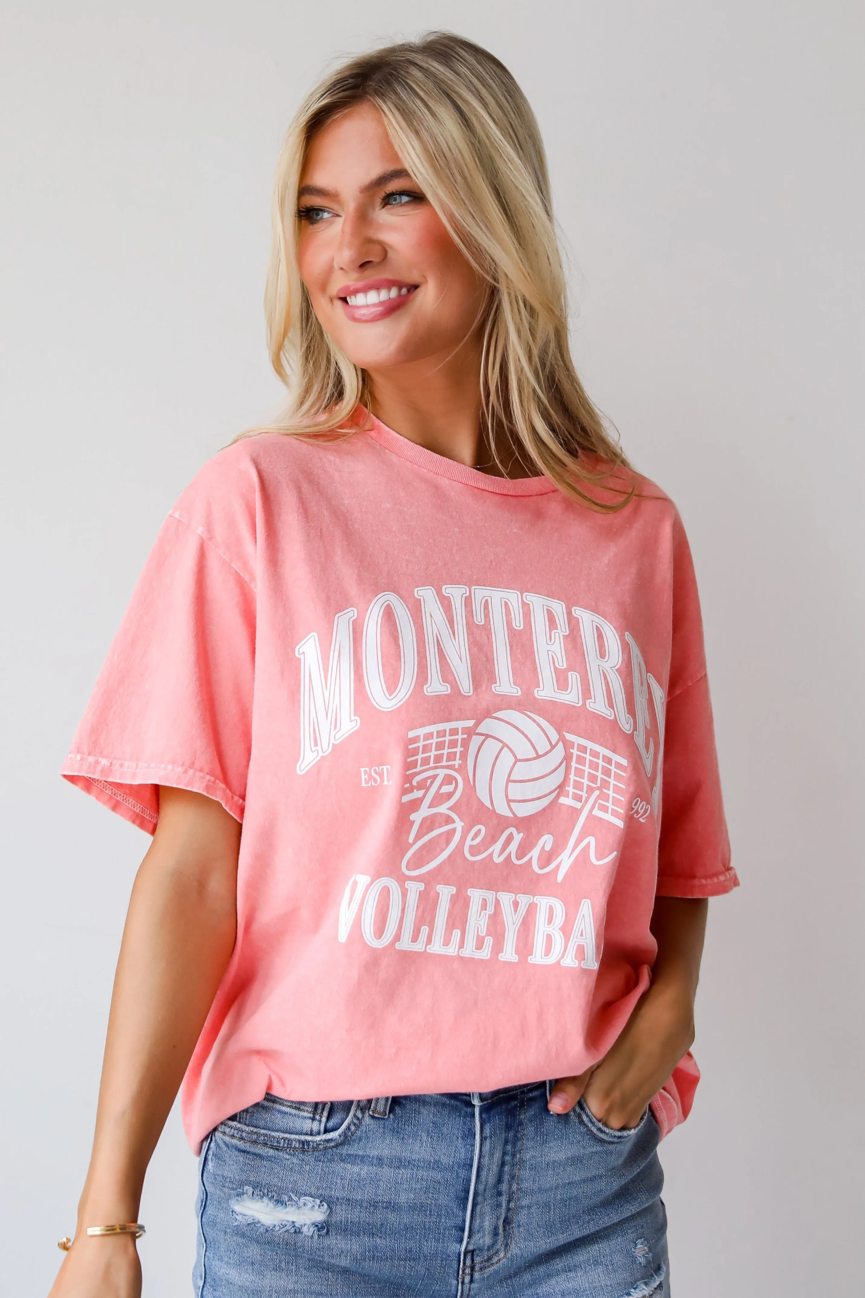 FINAL SALE - Monterey Beach Volleyball Coral Graphic Tee