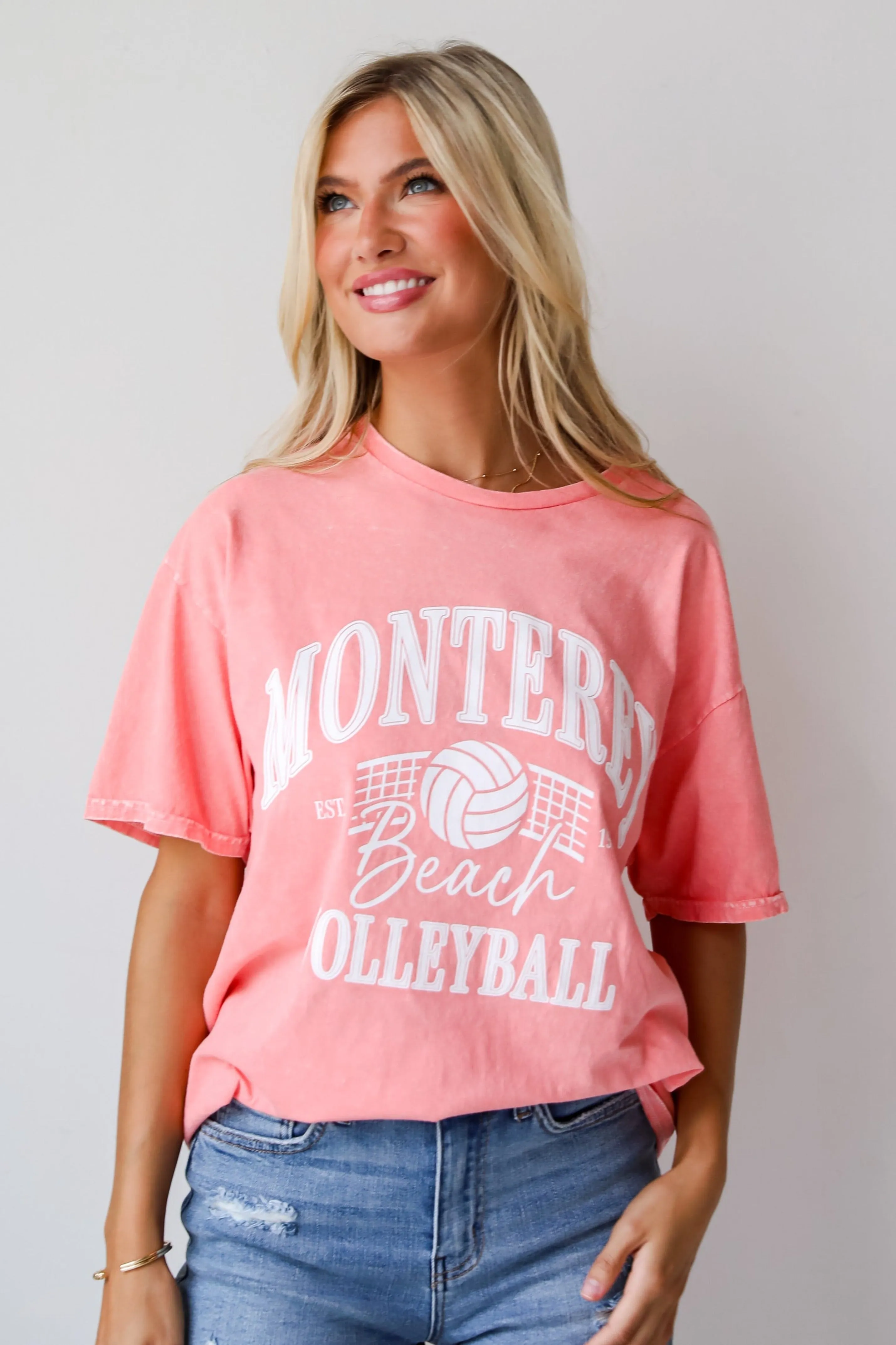 FINAL SALE - Monterey Beach Volleyball Coral Graphic Tee