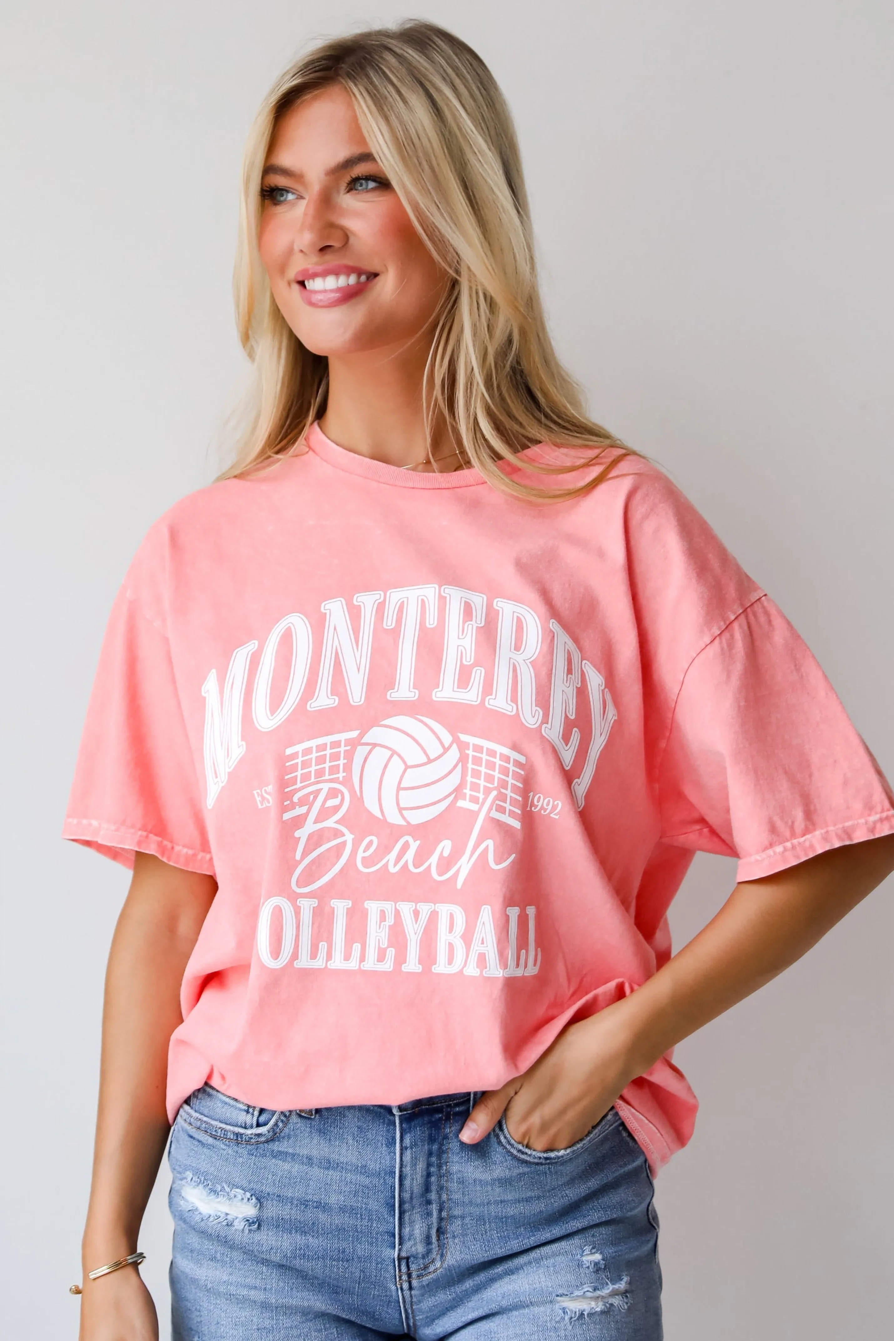 FINAL SALE - Monterey Beach Volleyball Coral Graphic Tee