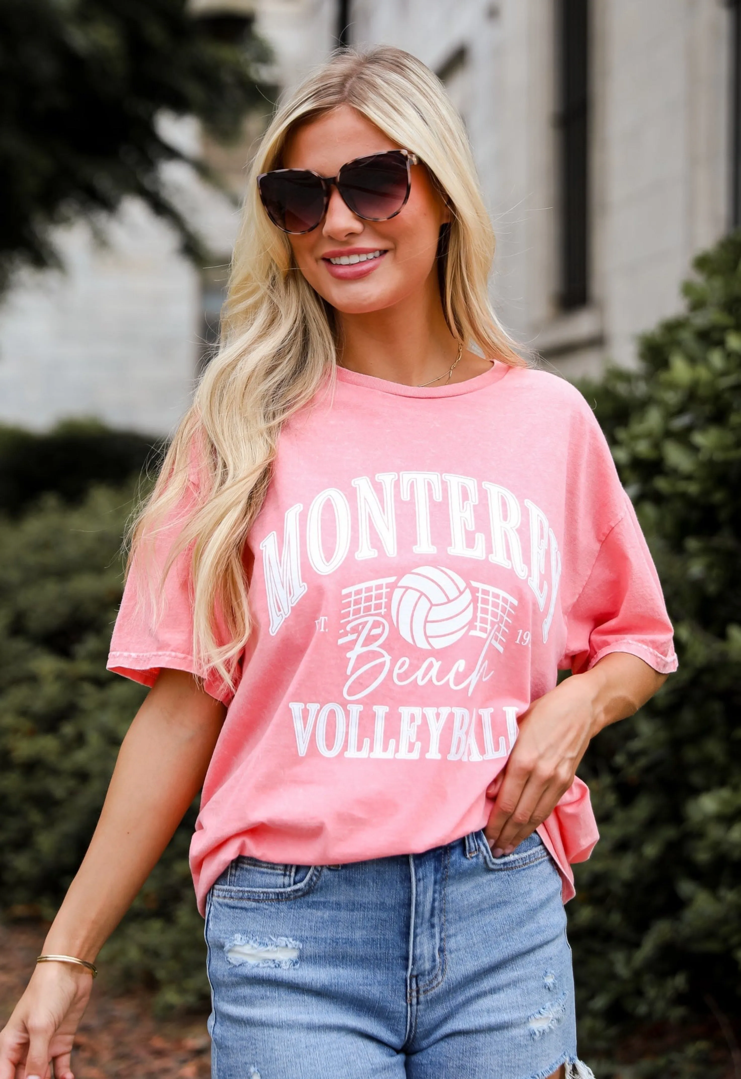 FINAL SALE - Monterey Beach Volleyball Coral Graphic Tee