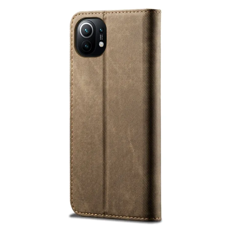 For Xiaomi Mi 11 Denim Texture Casual Style Horizontal Flip Leather Case with Holder  Card