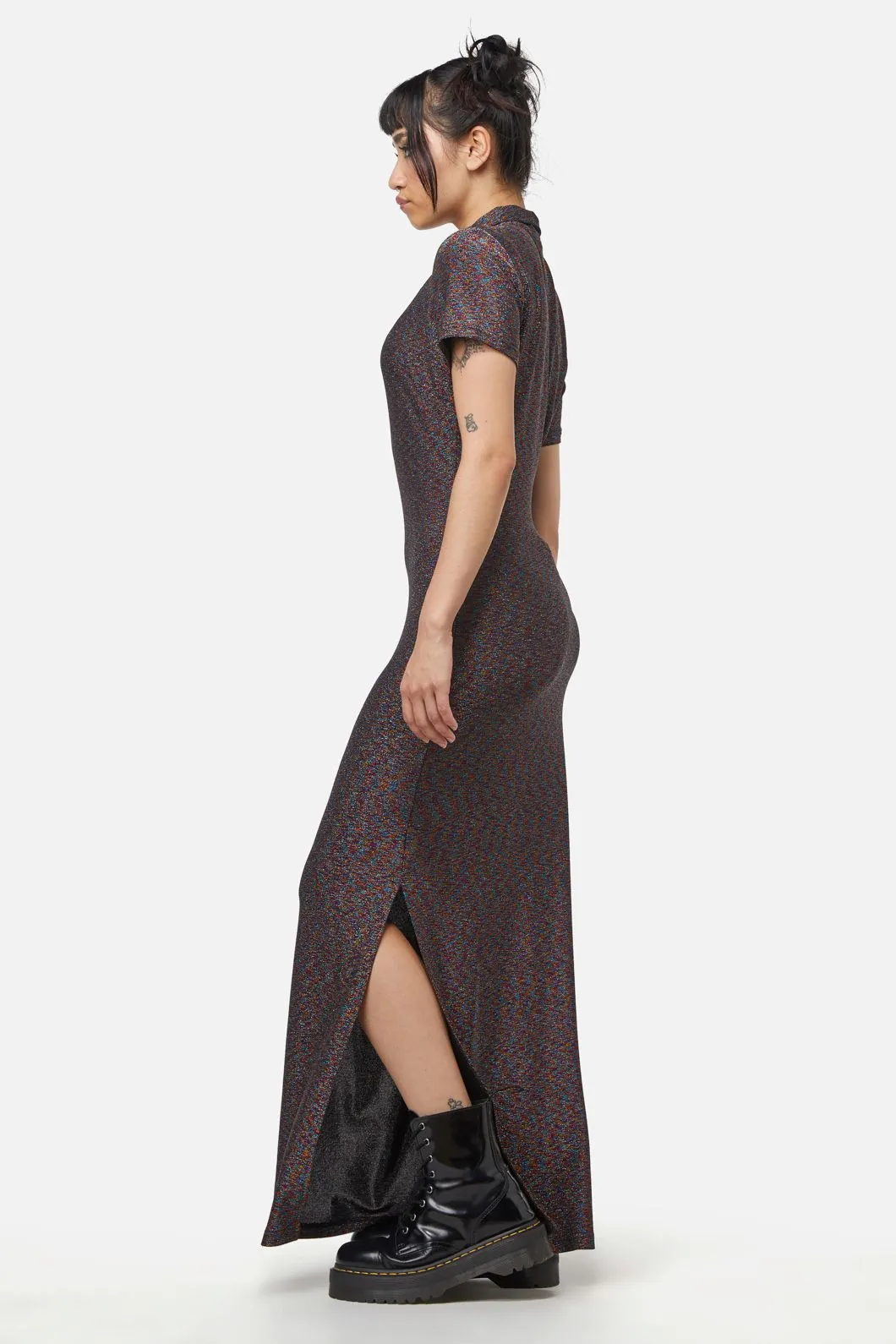 Glitter Mesh Midi Dress