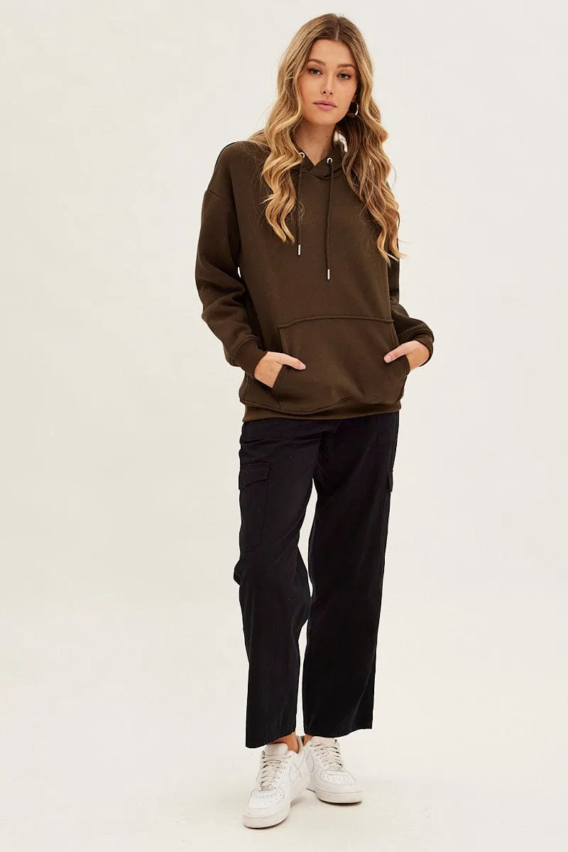 Green Fleece Hoodie Long Sleeve Cotton