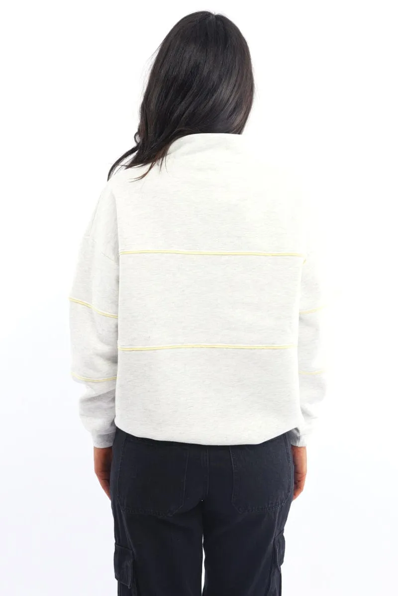 Grey Zip Sweater Funnel Neck Oversized