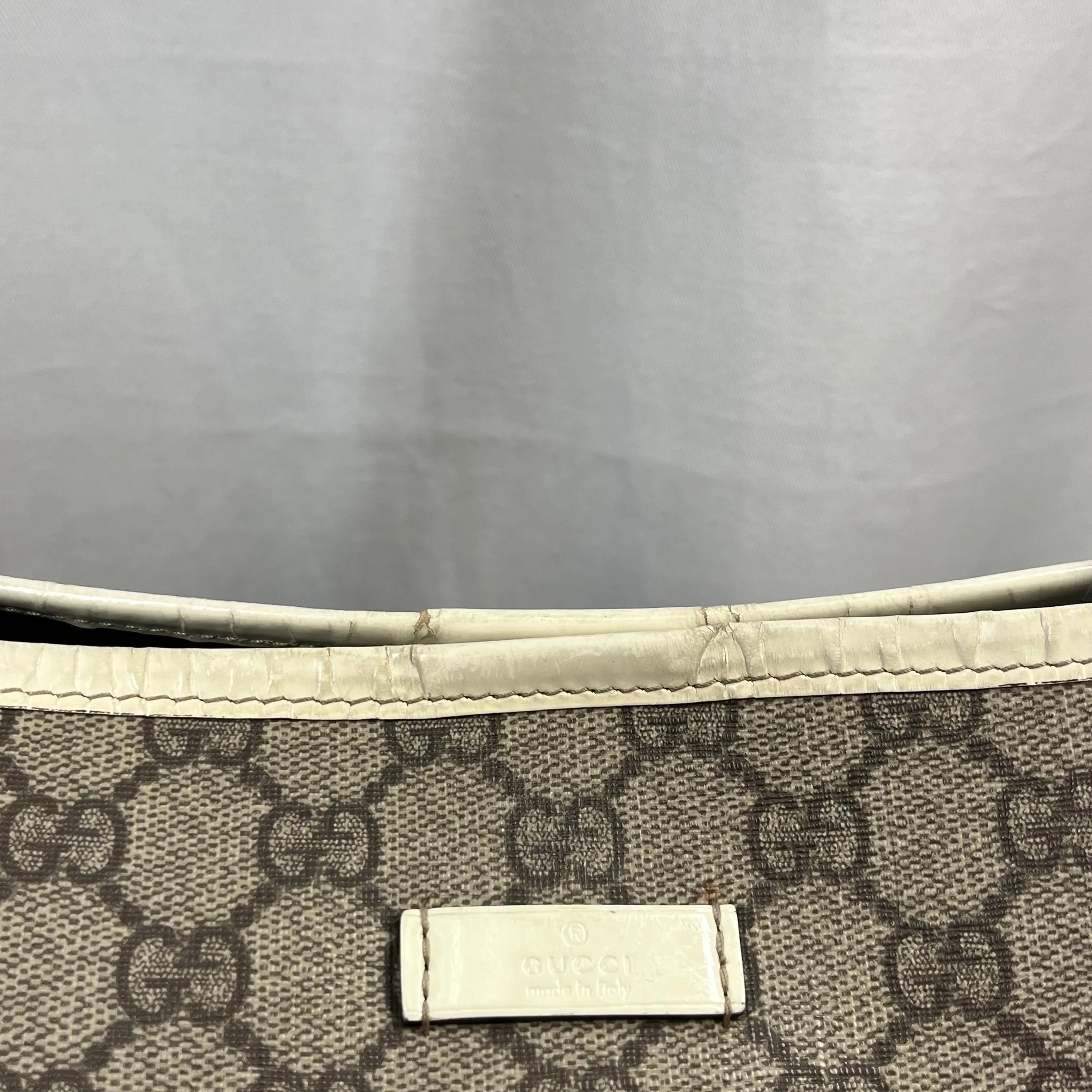 GUCCI GG Supreme Web White Joy Tote w/ Lulu French Poodle Charm