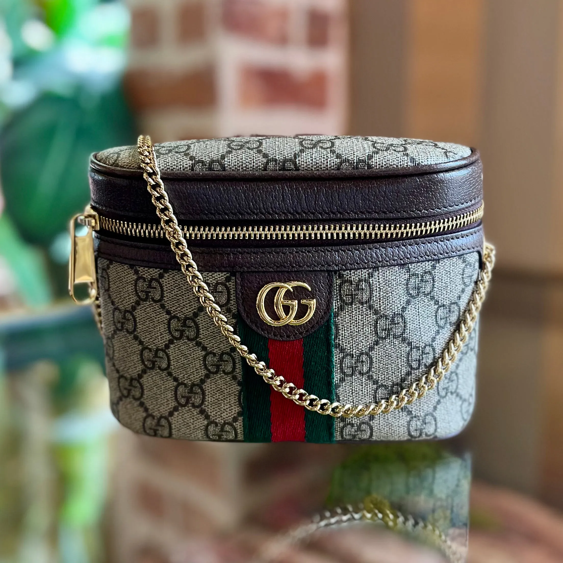 GUCCI Ophidia Chain Belt Bag GG Coated Canvas Small