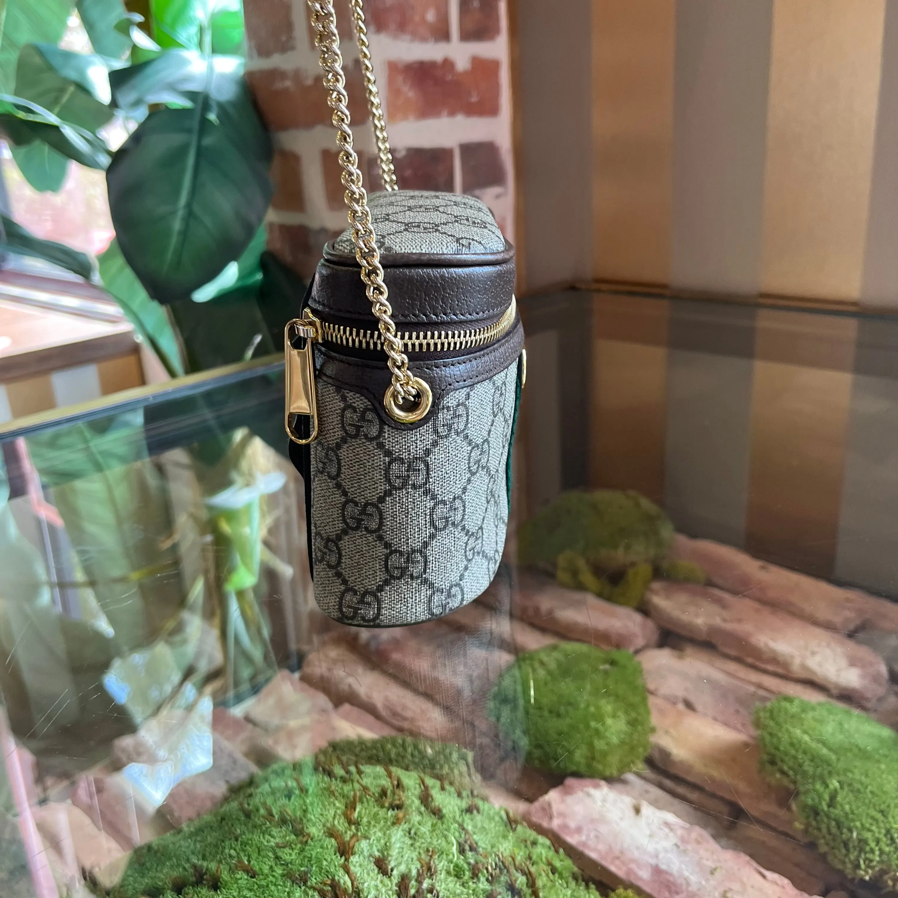 GUCCI Ophidia Chain Belt Bag GG Coated Canvas Small
