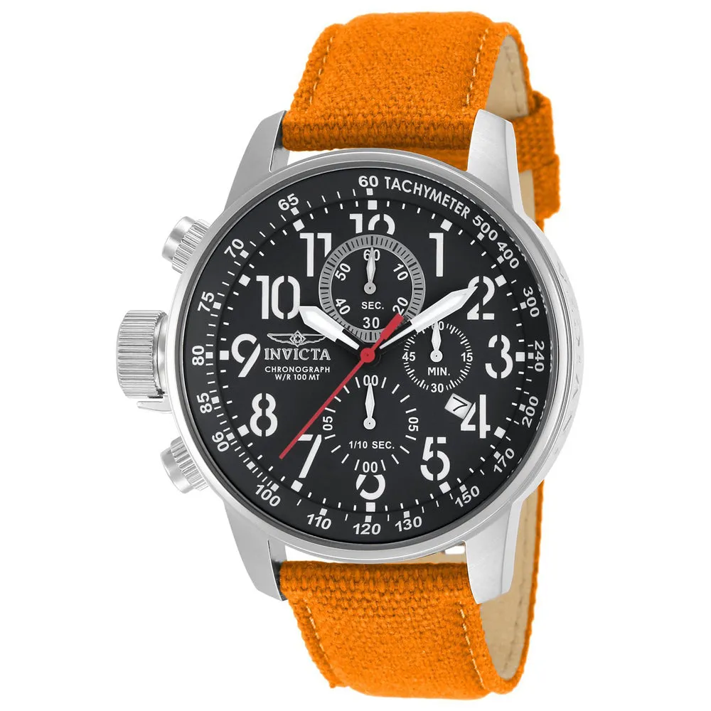 Invicta 11520 Men's I Force Lefty Black Dial Orange Canvas and Leather Strap Chronograph Stainless Steel Watch
