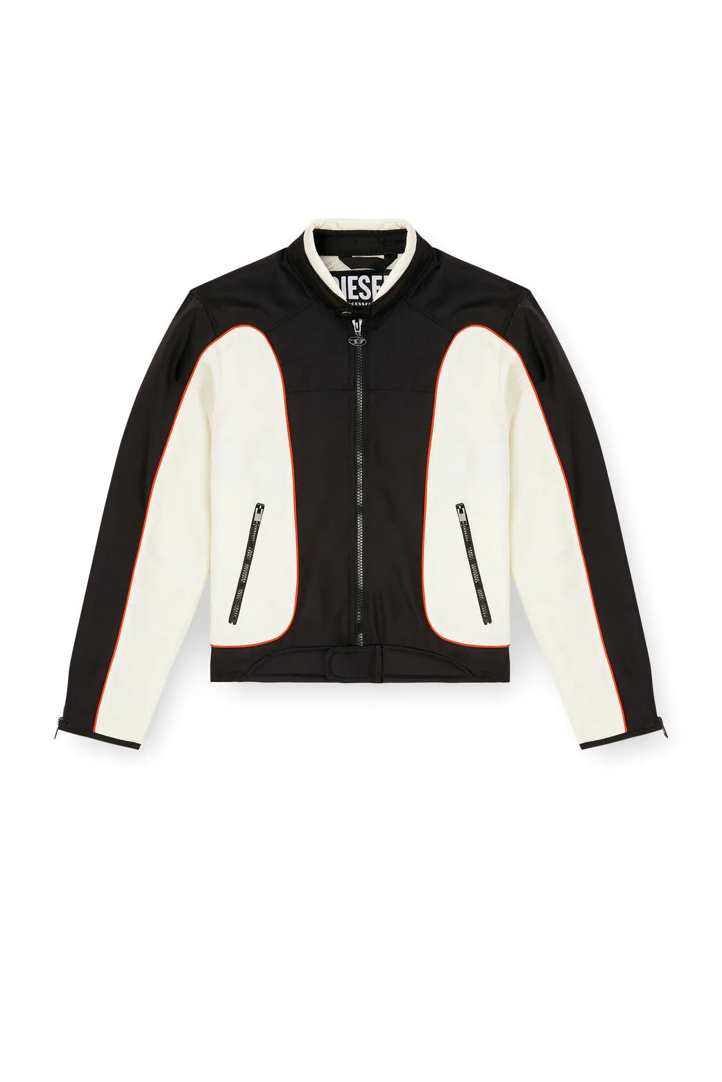 J-Blink-A Colour-block biker jacket with piping White/Black