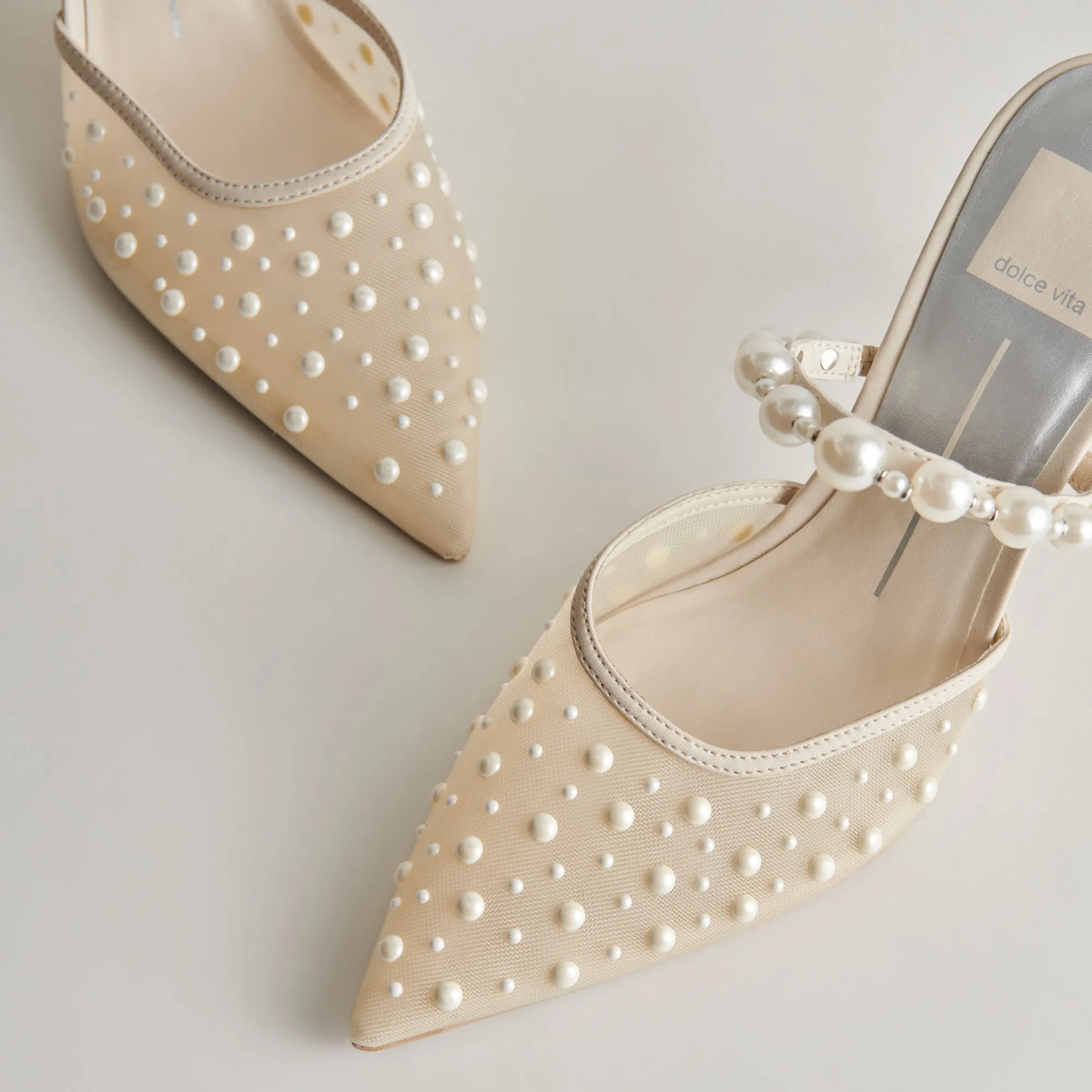 KATIK PEARL HEELS IVORY MESH - re:vita
