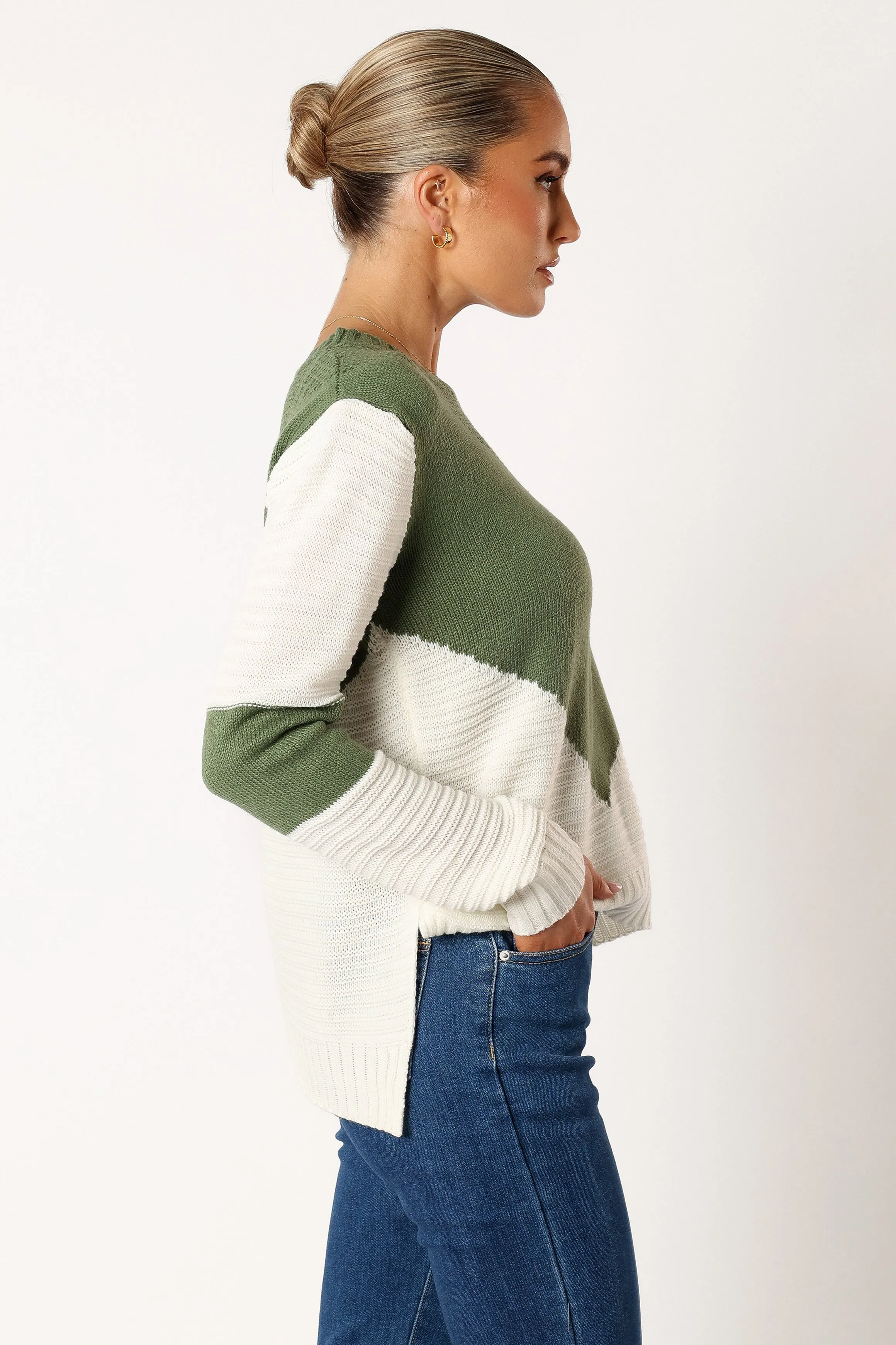 Lauryn Knit Sweater - Ivory/Olive