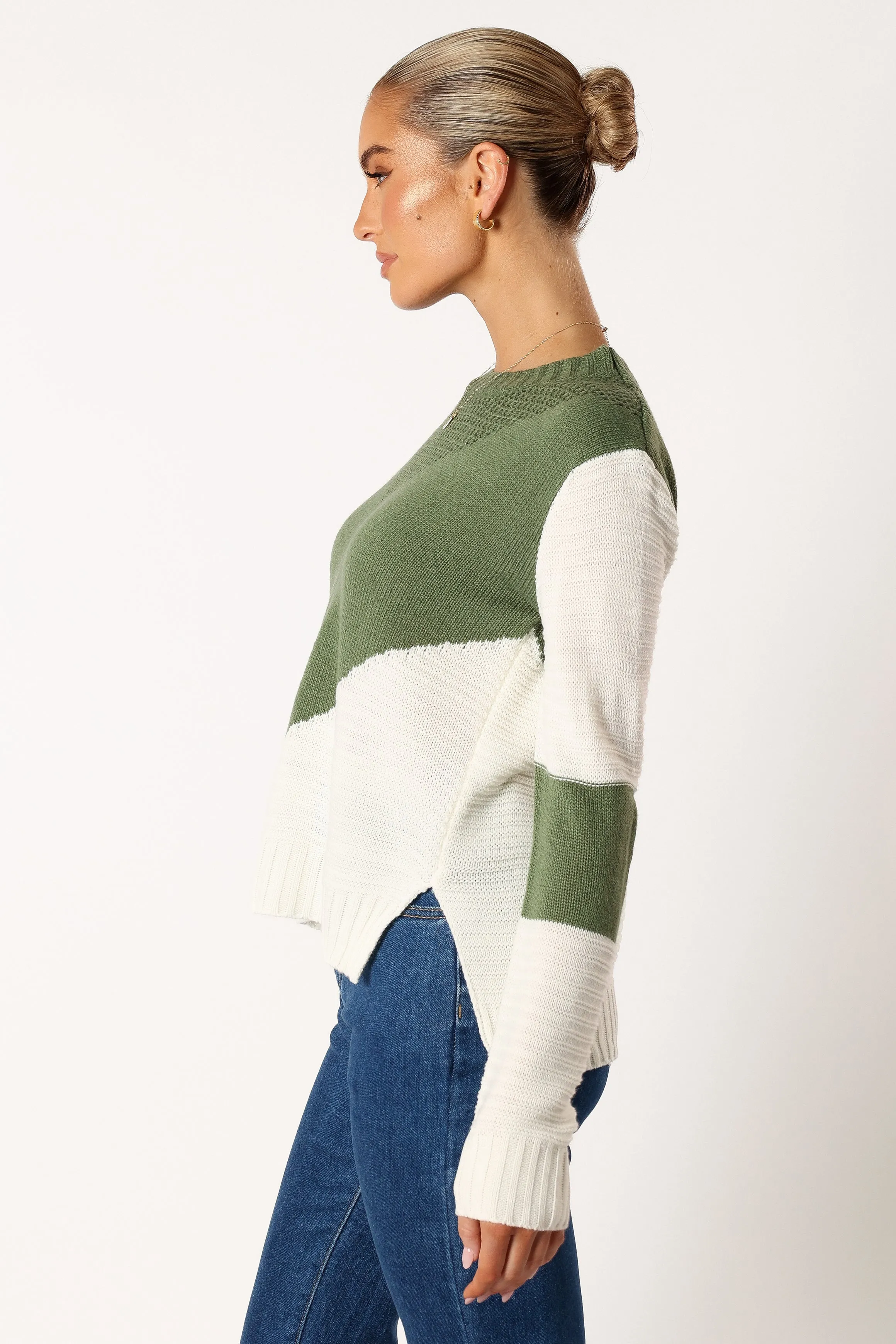Lauryn Knit Sweater - Ivory/Olive