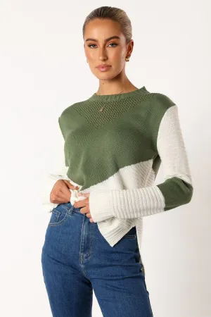 Lauryn Knit Sweater - Ivory/Olive