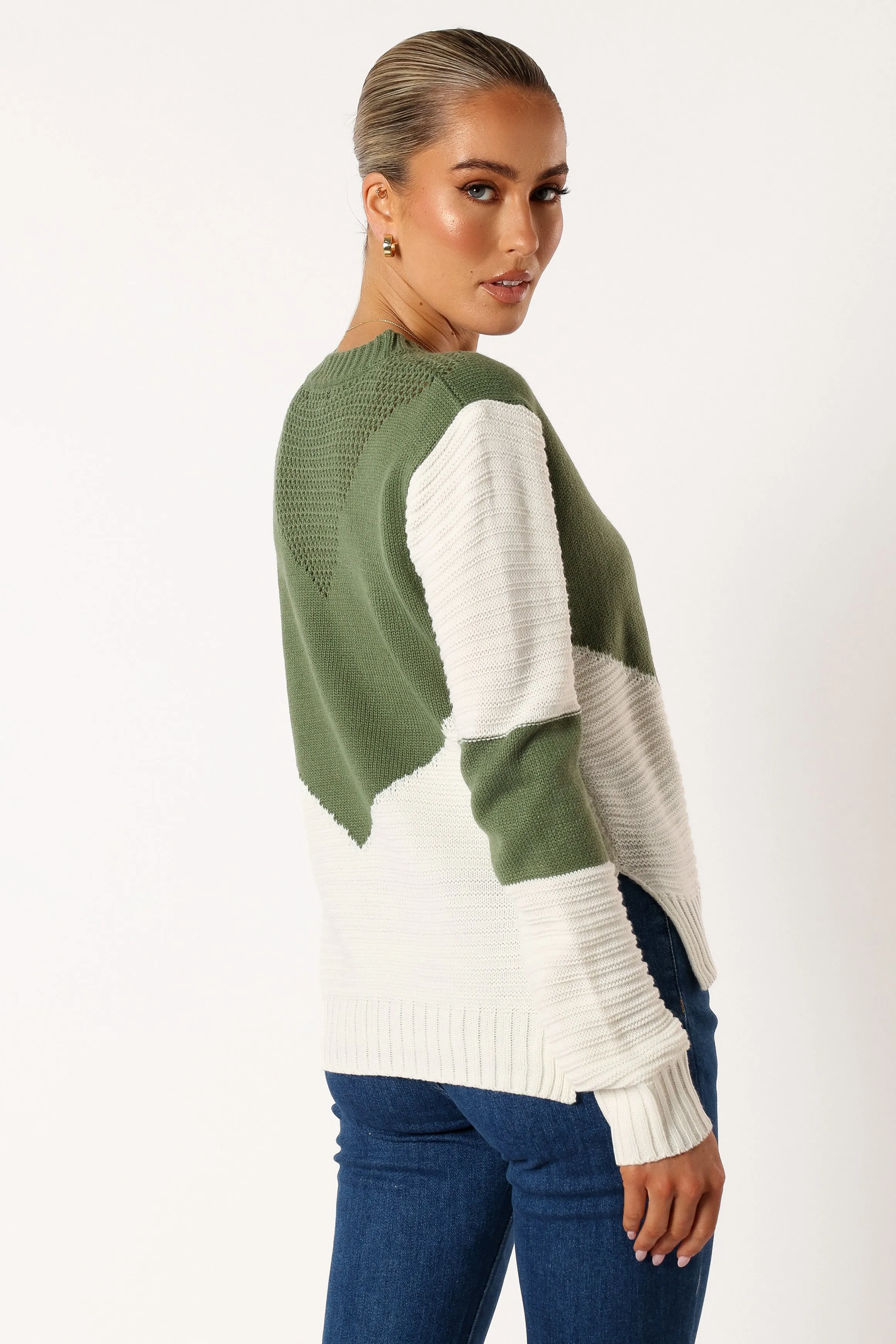 Lauryn Knit Sweater - Ivory/Olive