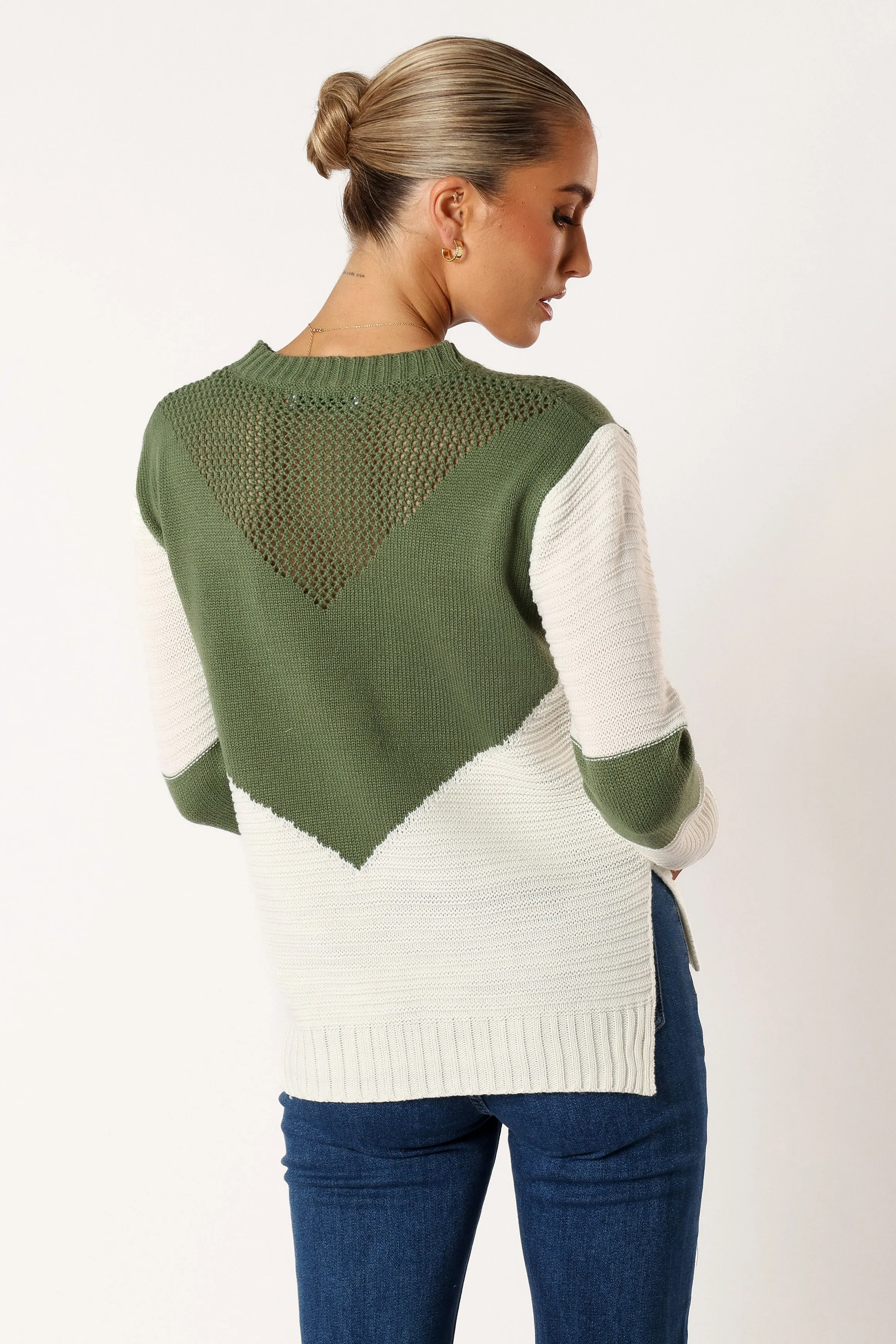 Lauryn Knit Sweater - Ivory/Olive