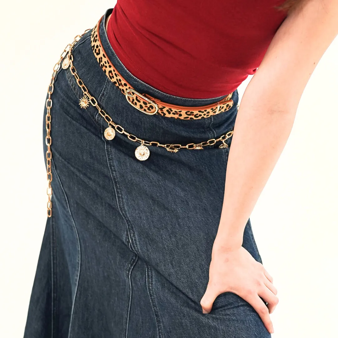 Leopard Print Skinny Belt