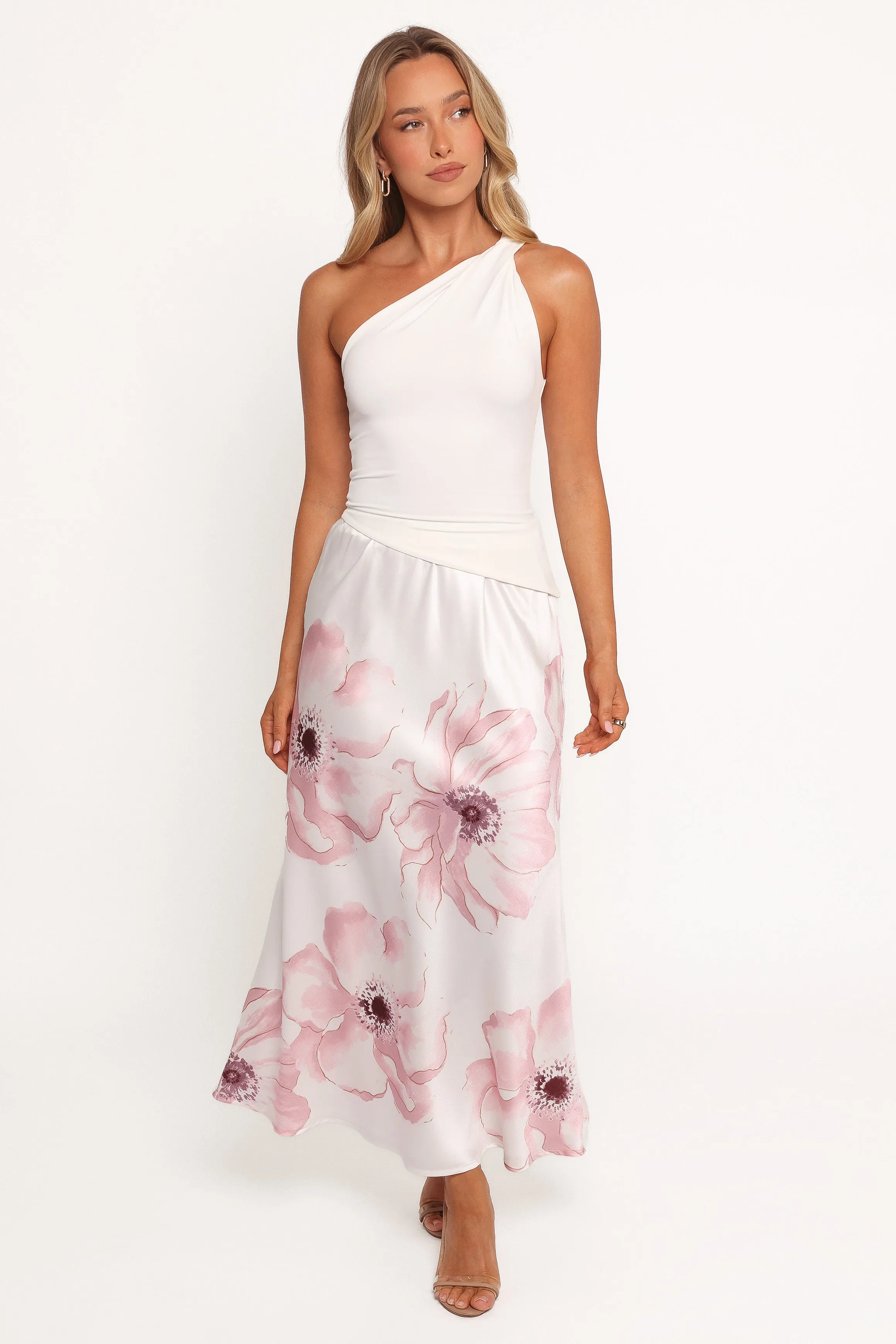 Lila Maxi Skirt - Pink White Floral