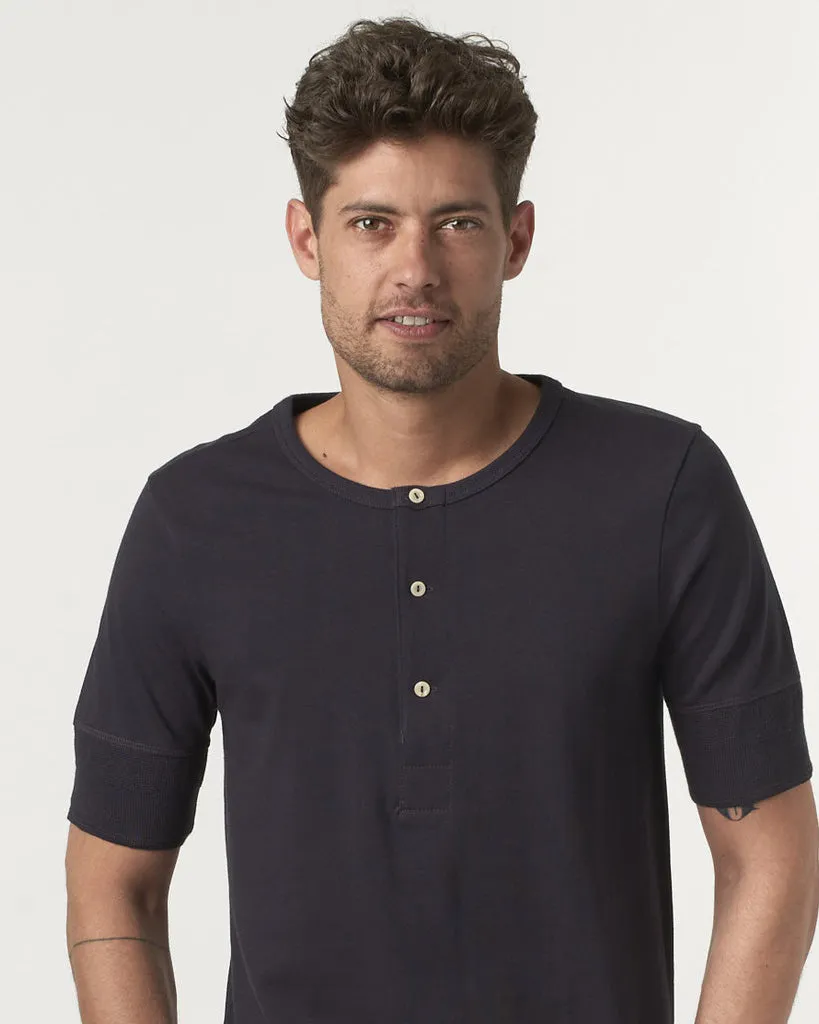 Merz b. Schwanen Good Originals 207 7.2oz Loopwheeled S/S Henley - Charcoal