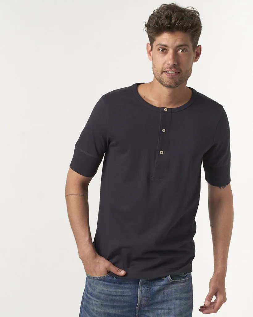 Merz b. Schwanen Good Originals 207 7.2oz Loopwheeled S/S Henley - Charcoal