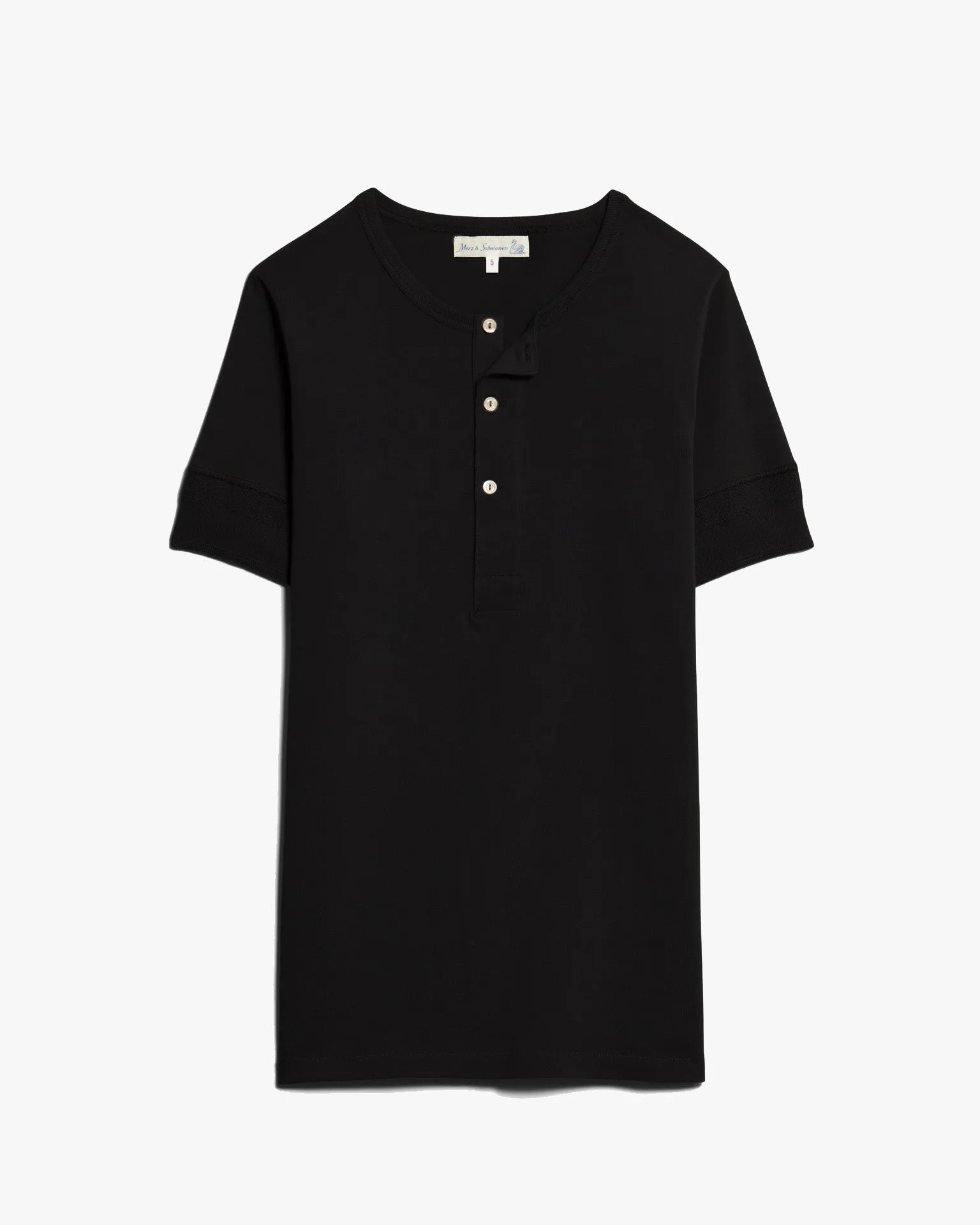 Merz b. Schwanen Good Originals 207 7.2oz Loopwheeled S/S Henley - Deep Black