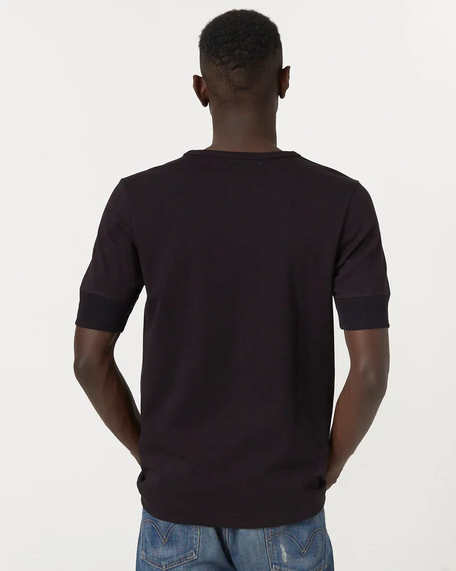 Merz b. Schwanen Good Originals 207 7.2oz Loopwheeled S/S Henley - Deep Black