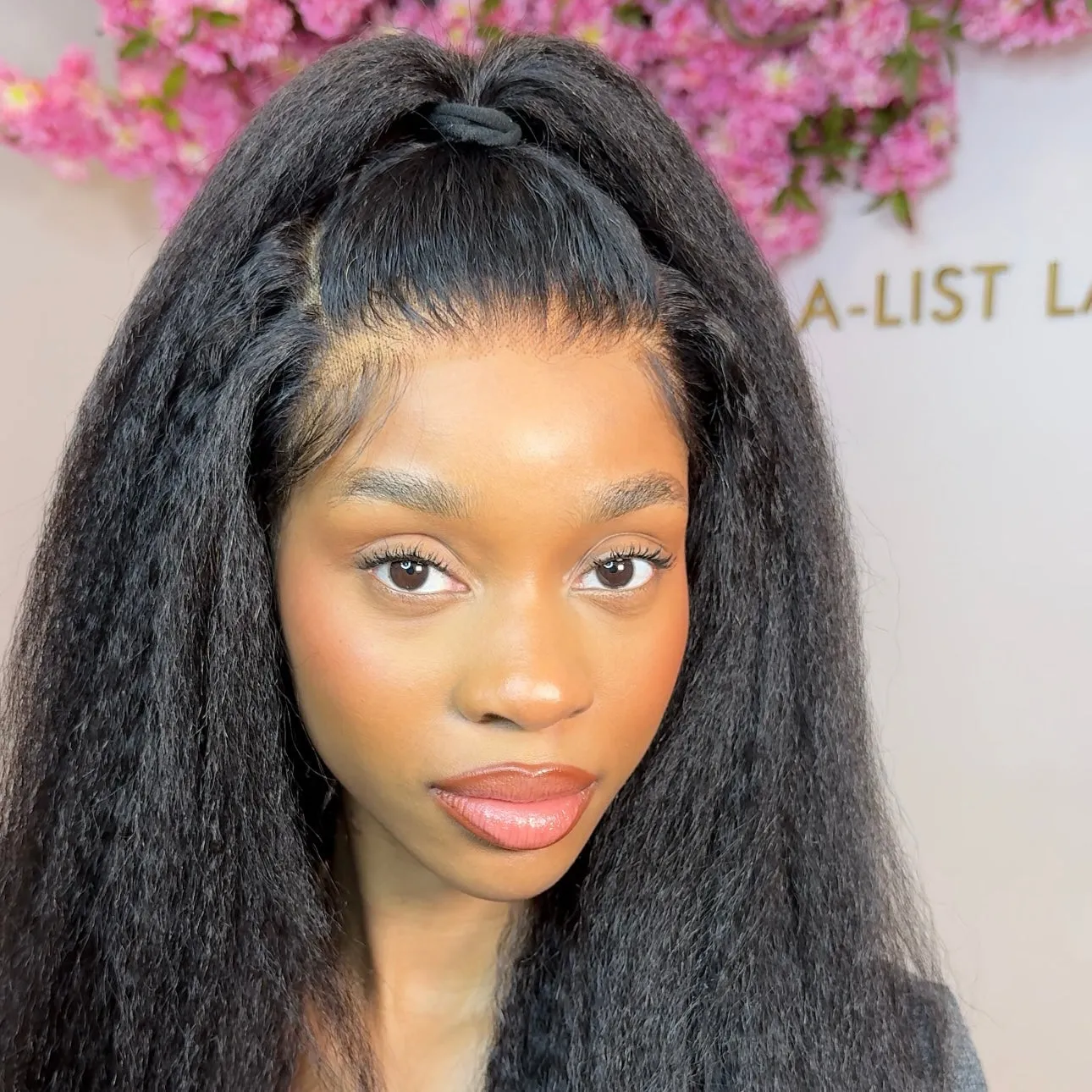 The AMARACHI - Natural Kinky Straight Glueless 13x6 HD Lace Frontal Wig 100% Human Hair