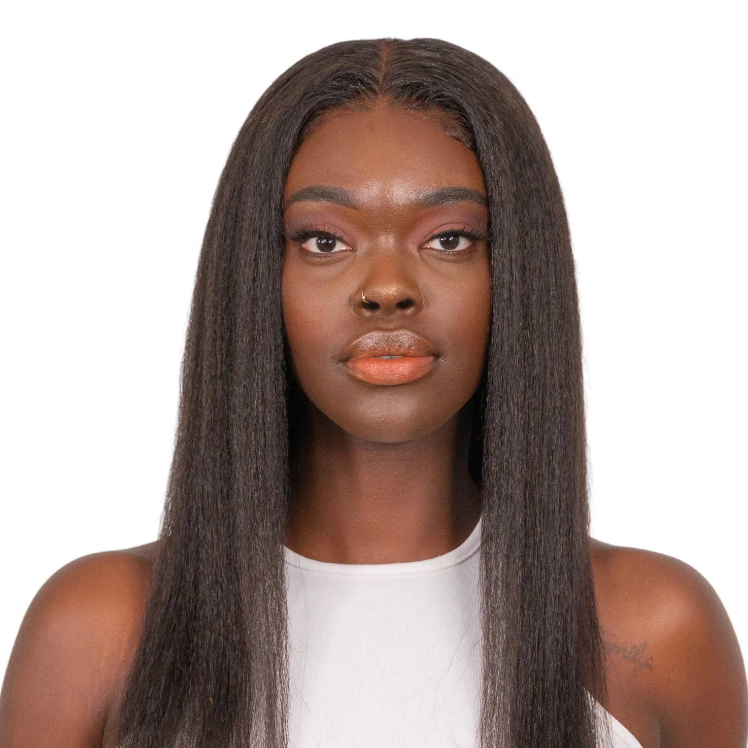 The AMARACHI - Natural Kinky Straight Glueless 13x6 HD Lace Frontal Wig 100% Human Hair