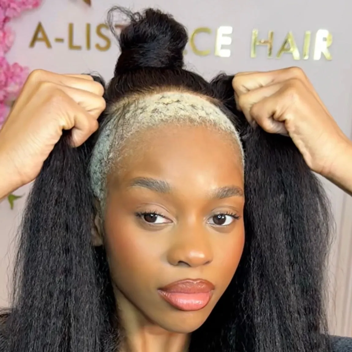 The AMARACHI - Natural Kinky Straight Glueless 13x6 HD Lace Frontal Wig 100% Human Hair